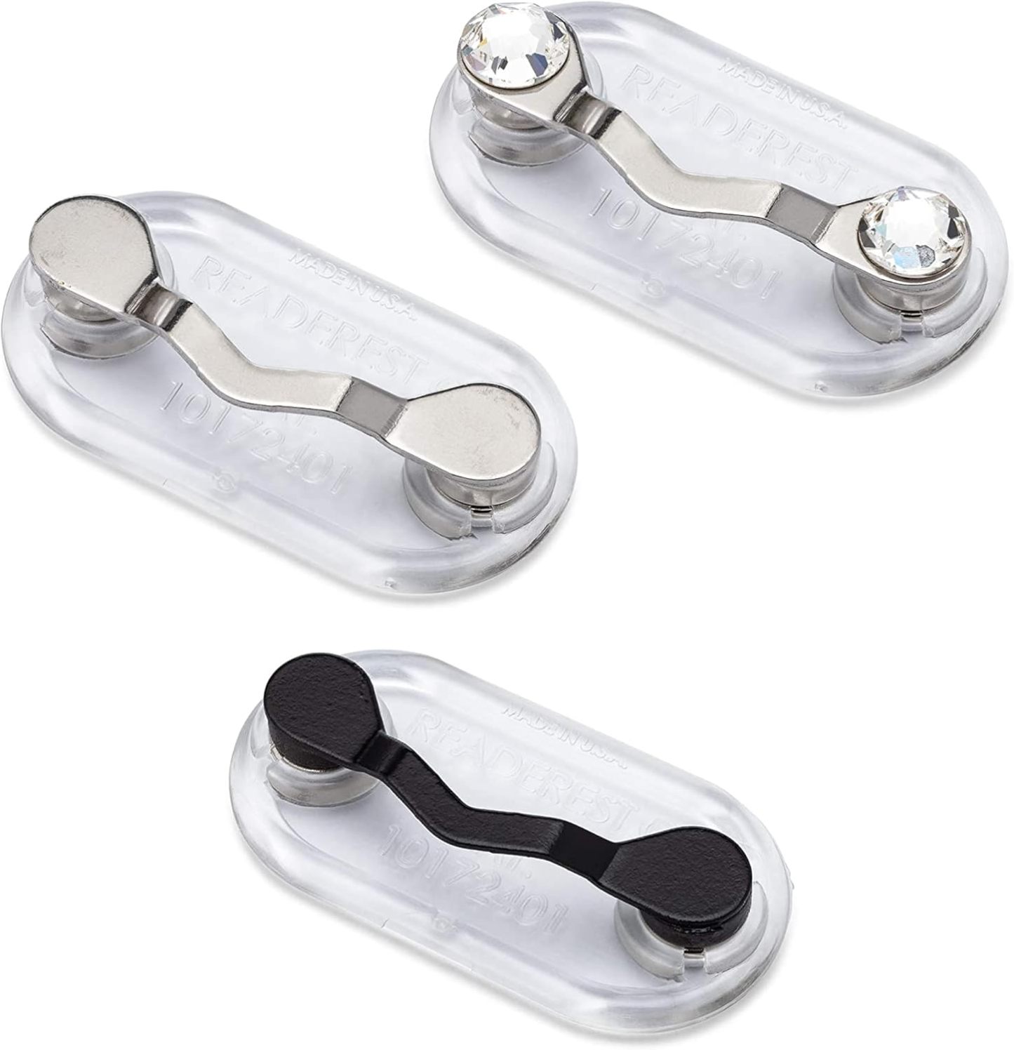 Readerest Magnetic Glasses Holder (3 Pack), Magnet Clip for Readers, Sunglasses & Work Badges for Men & Women, USA Made