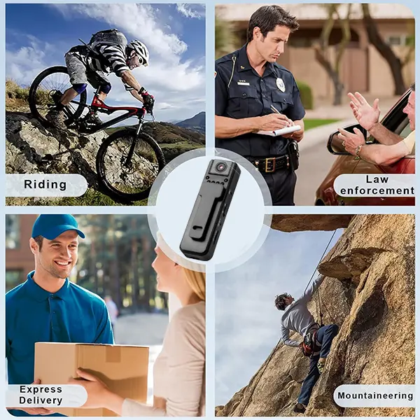 Wearable Body Camera - 1080p HD Video Recorder, Audio Recorder Device, 180° Rotating Lens, Motion Detection, Night Mode, 500mAh Battery, with Memory Card (32G) & Memory Slot, for Outdoor Sports, Cycling