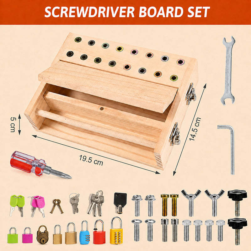 Montessori Screwdriver Lock And Key Board