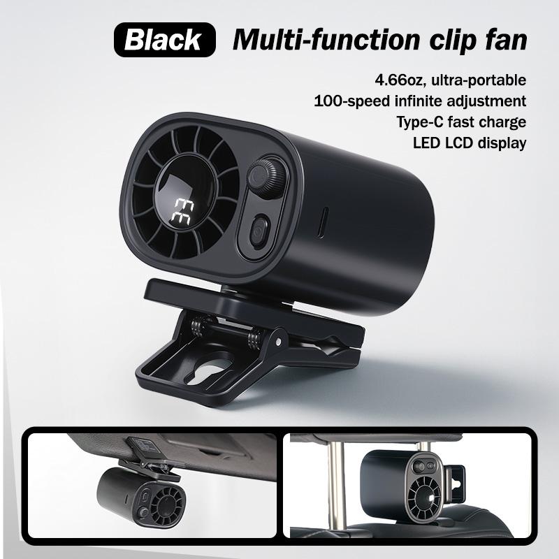【Summer Survivals】JOYTUTUS 2026 Semiconductor Cooling Car Clip On Fan - 360&deg; Rotation, 100 Speeds Adjustable, LED Display, USB Rechargeable, Wide Clamp, 20Hr 3000mAh Battery, Car Accessories Car Fan Car Seat Fan High Velocity Fan Dealsforyoudays