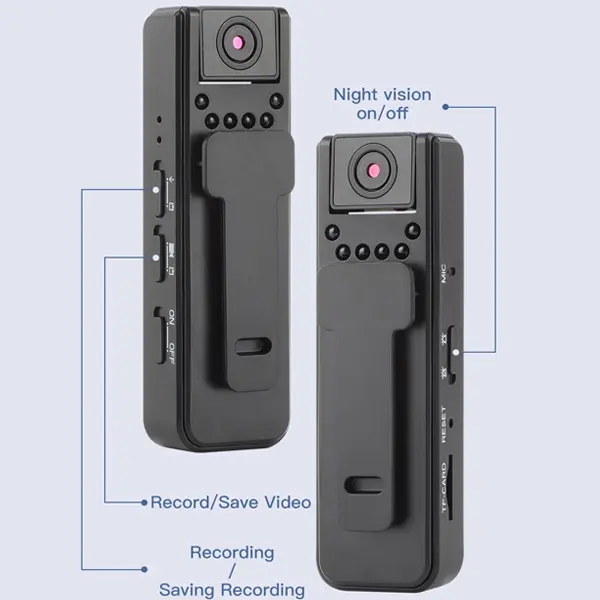 Wearable Body Camera - 1080p HD Video Recorder, Audio Recorder Device, 180° Rotating Lens, Motion Detection, Night Mode, 500mAh Battery, with Memory Card (32G) & Memory Slot, for Outdoor Sports, Cycling