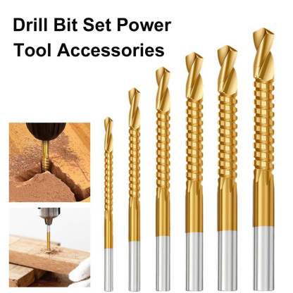 Drill Bit Set, Twist Drill Bits, Power Tool Accessories, 6Pcs Titanium Coated Carbon Steel Drill Bit Kit, 135° Split Point Straight Shank Anti-Walk Drilling Tools, Fully Ground Heat Resistant Bits