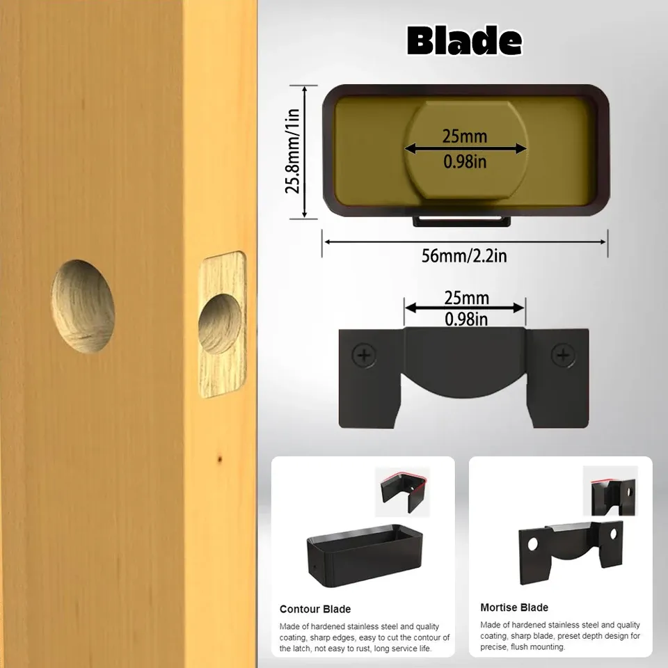 Door Latch Installation Chisel Tool - Accurate Chiseling & Scoring for 1-3/4" & 1-3/8" Doors, Woodworking Mortising Tool