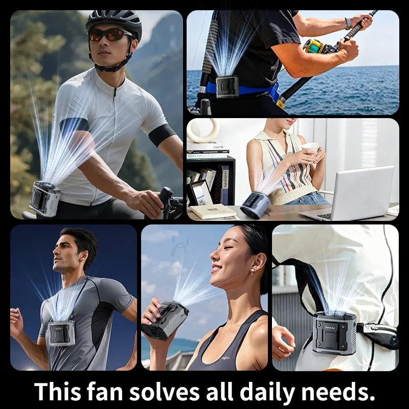 HOOYS USB Rechargeable Handheld Portable Fan, 199-Speed Adjustable, with Waist Clip, Flashlight & PowerDisplay, Personal Fan for Outdoor, Camping, Jobsite, Travel &Indoor Use