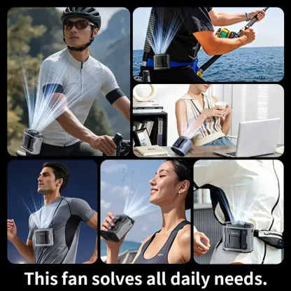 HOOYS USB Rechargeable Handheld Portable Fan, 199-Speed Adjustable, with Waist Clip, Flashlight & PowerDisplay, Personal Fan for Outdoor, Camping, Jobsite, Travel &Indoor Use