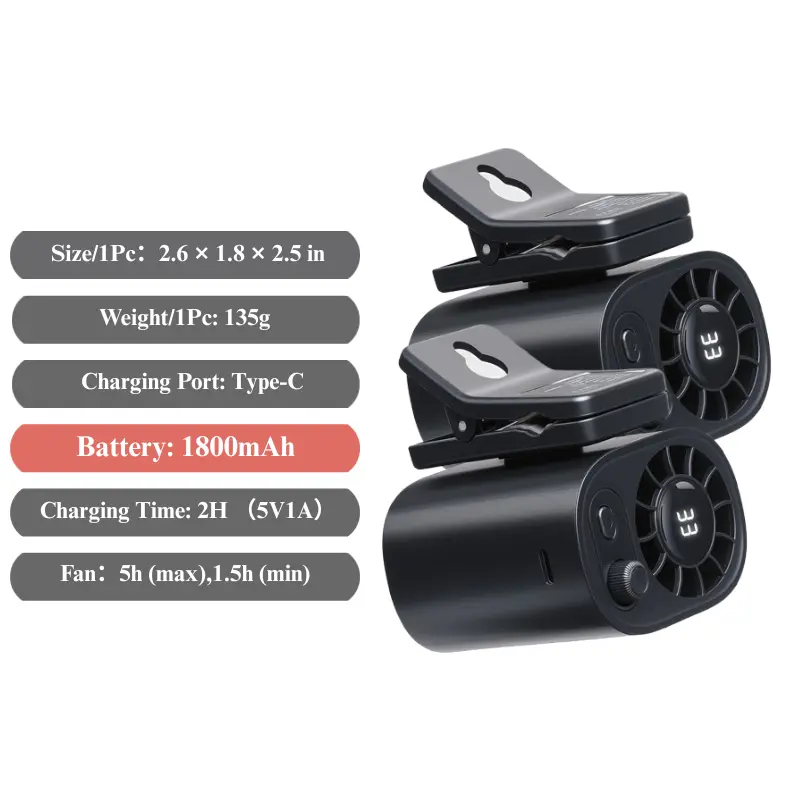 【Summer Survivals】JOYTUTUS 2026 Semiconductor Cooling Car Clip On Fan - 360° Rotation, 100 Speeds Adjustable, LED Display, USB Rechargeable, Wide Clamp, 20Hr 3000mAh Battery, Car Accessories Car Fan Car Seat Fan High Velocity Fan Dealsforyoudays