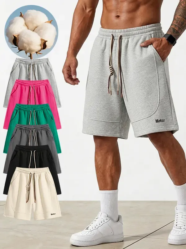 Men's Solid Color Casual Shorts with Side Pockets, Regular Fit, Relaxed Drawstring Waist, Breathable Lightweight Fabric, Sporty Style for Summer Outdoor Activities, Daily Wear and Vacation