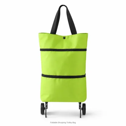 【10inch*18inch】Foldable Shopping Trolley Bag with Wheels, Portable Reusable Grocery Tote, Lightweight Rolling Shopping Cart Bag with Carry Handles for Supermarket, Travel, Laundry and Daily Use