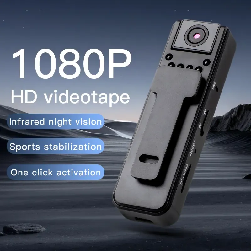 Wearable Body Camera - 1080p HD Video Recorder, Audio Recorder Device, 180° Rotating Lens, Motion Detection, Night Mode, 500mAh Battery, with Memory Card (32G) & Memory Slot, for Outdoor Sports, Cycling