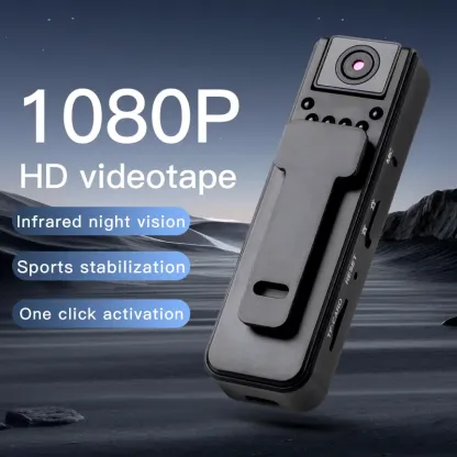 Wearable Body Camera - 1080p HD Video Recorder, Audio Recorder Device, 180° Rotating Lens, Motion Detection, Night Mode, 500mAh Battery, with Memory Card (32G) & Memory Slot, for Outdoor Sports, Cycling