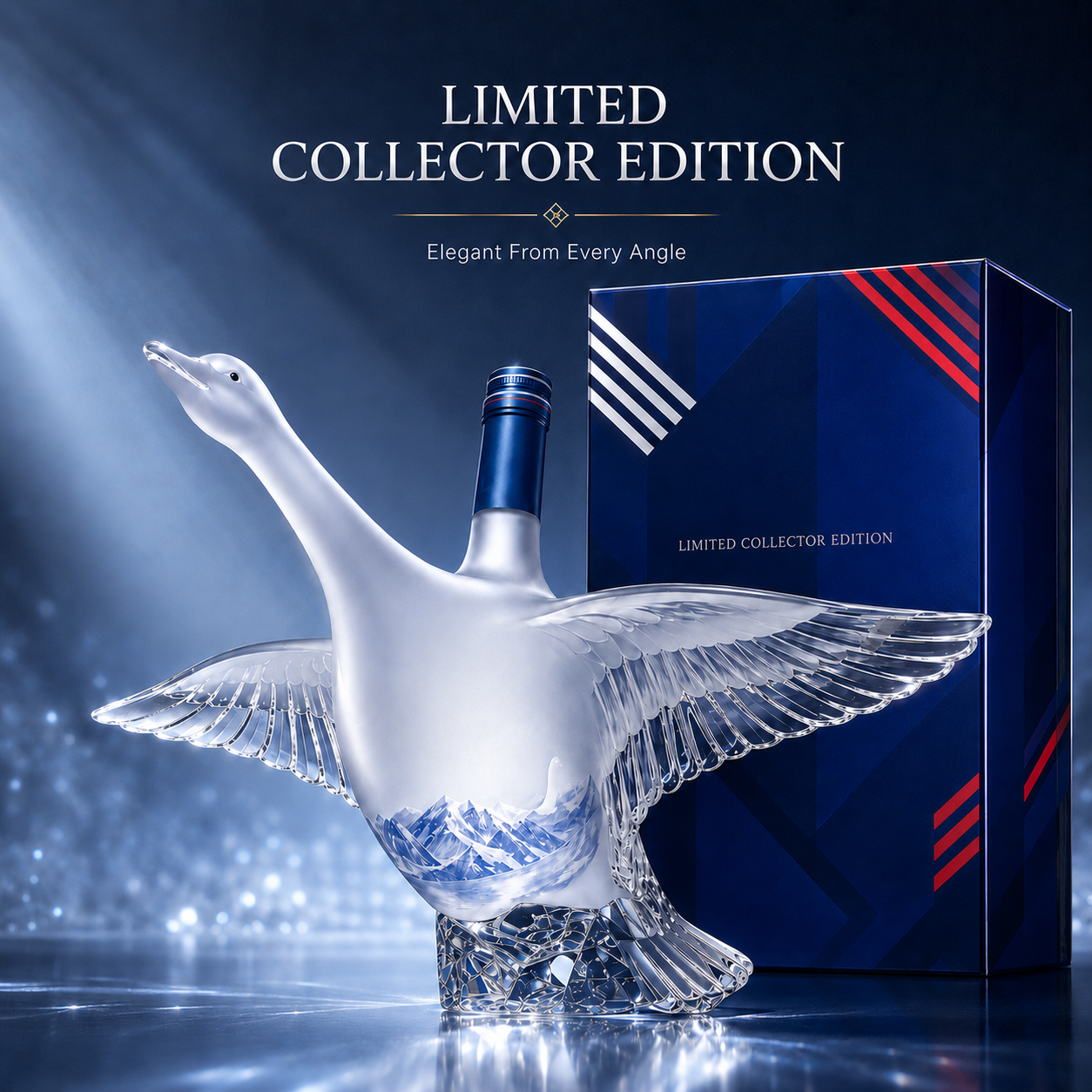 Collector swan bottle close-up detail