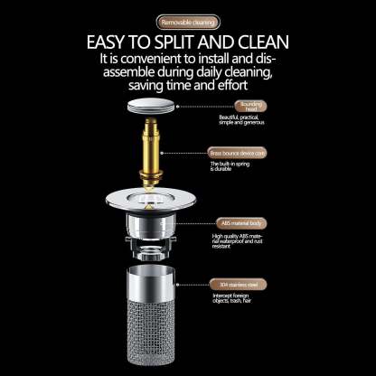 Bathroom Sink Drain Strainer Pop Up Sink Hair Catcher 3.15 Inch Removable Stainless Steel Filter Basket Sink Stopper Replacement Anti Clog Drain Filter Wash Basin Debris Capture Tool for Bathroom