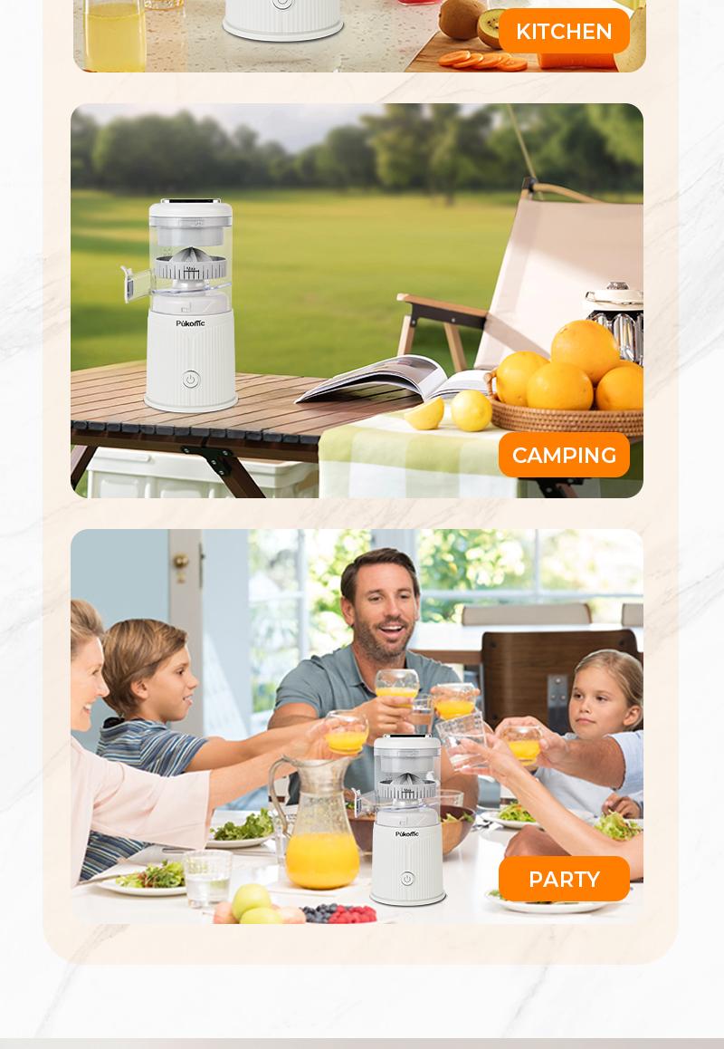 Pukomc Fast Juicer Machine Cordless & Rechargeable Fresh Pulp-Free Juice in Seconds Compact 10.6 Electric Squeezer for Oranges,summerwins summerwins