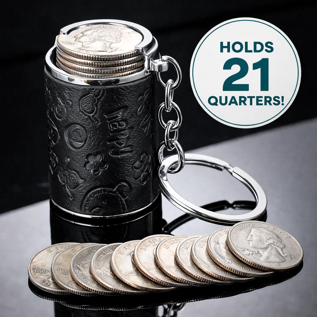 Mini Coin Bank 2-in-1 Fidget Stress Relief & Portable Coin Storage Loose Change Holder Secure Snap Closure Keychain Perfect for Daily Carry Satisfying Coin Drop Feel Piggy Bank