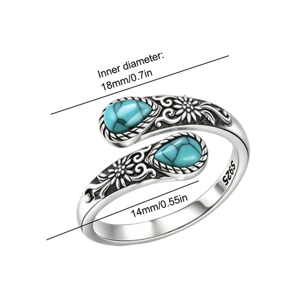 Women's Sterling Silver Moonstone Flower Ring, Adjustable Vintage Spoon Ring Jewelry, Gifts for Mom, Wife, Sister, Her
