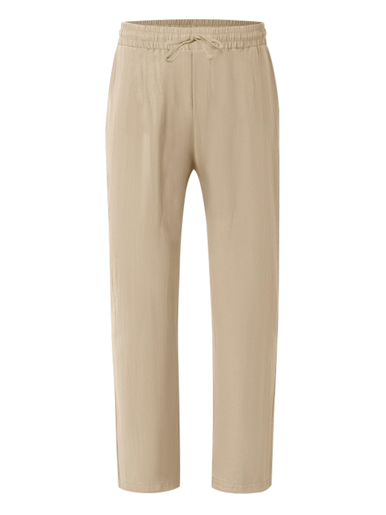 Men's Linen Casual Straight Leg Pants, Breathable Comfortable Fashion Long Trousers, Casual Beach Pants Perfect for Outdoor Travel Vacation Daily Wear