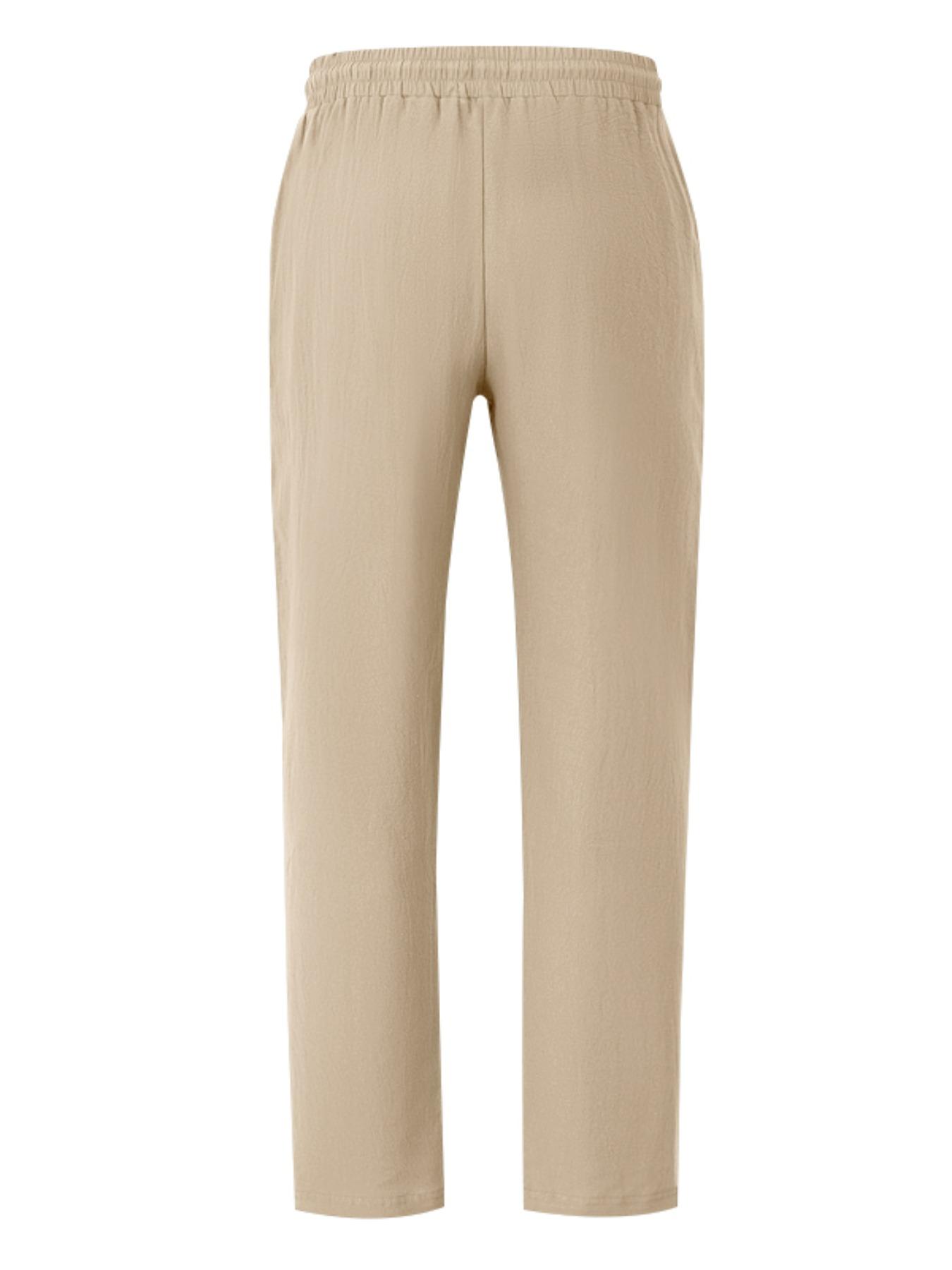 Men's Linen Casual Straight Leg Pants, Breathable Comfortable Fashion Long Trousers, Casual Beach Pants Perfect for Outdoor Travel Vacation Daily Wear