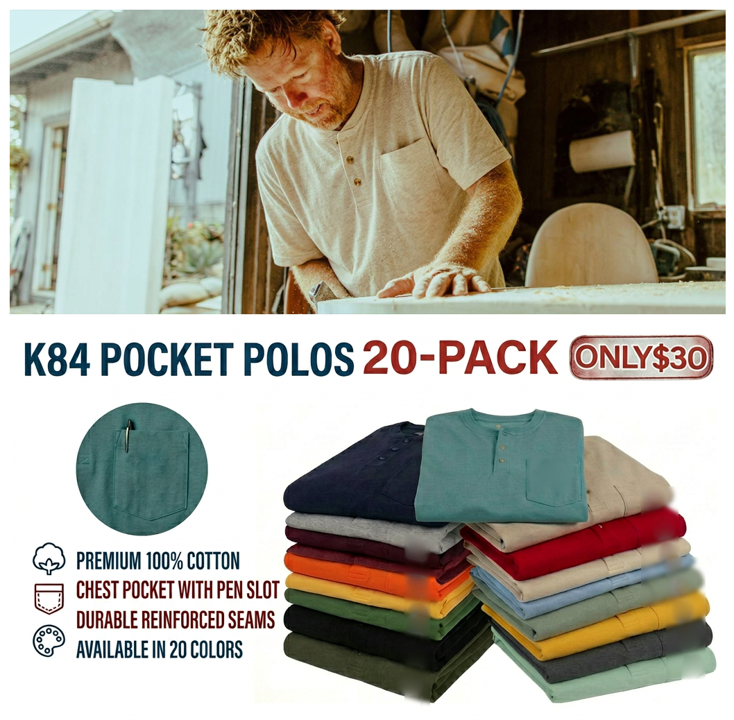 🕒Today Only – Last Day Deal ! CHT Men's K84 Heavyweight Work Polo with pocket