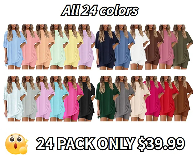 🔥Women's Two Piece Lounge Set 2026 Summer Casual Oversized Shirts Biker Shorts Matching Airport Travel Outfit