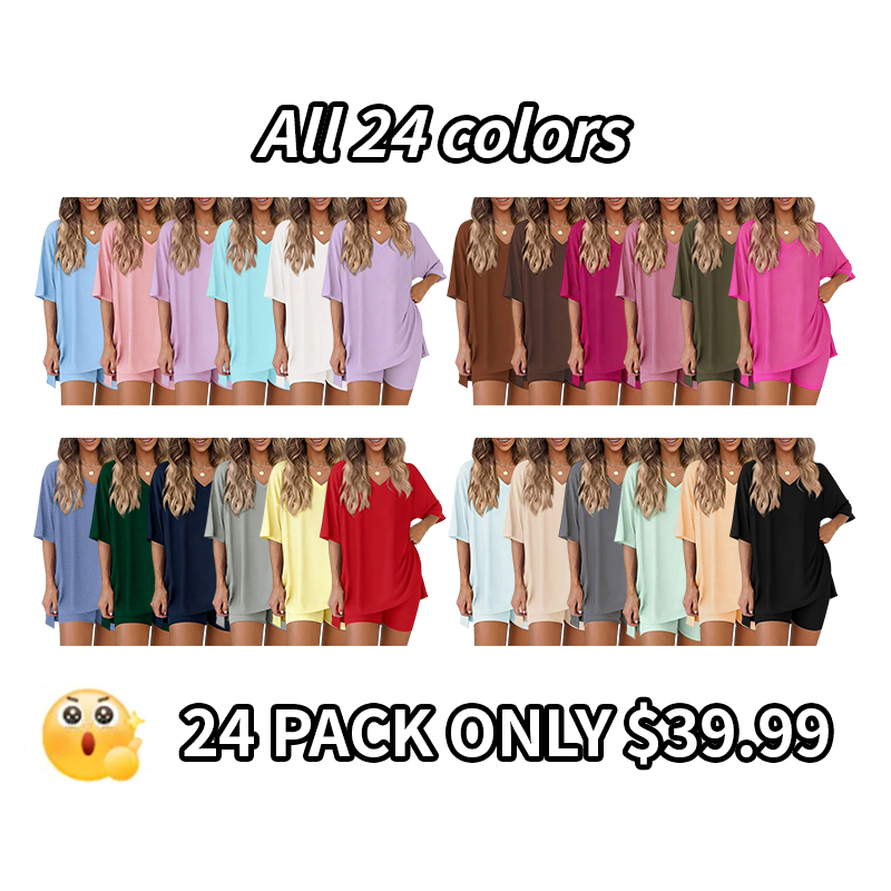 🔥Women's Two Piece Lounge Set 2026 Summer Casual Oversized Shirts Biker Shorts Matching Airport Travel Outfit