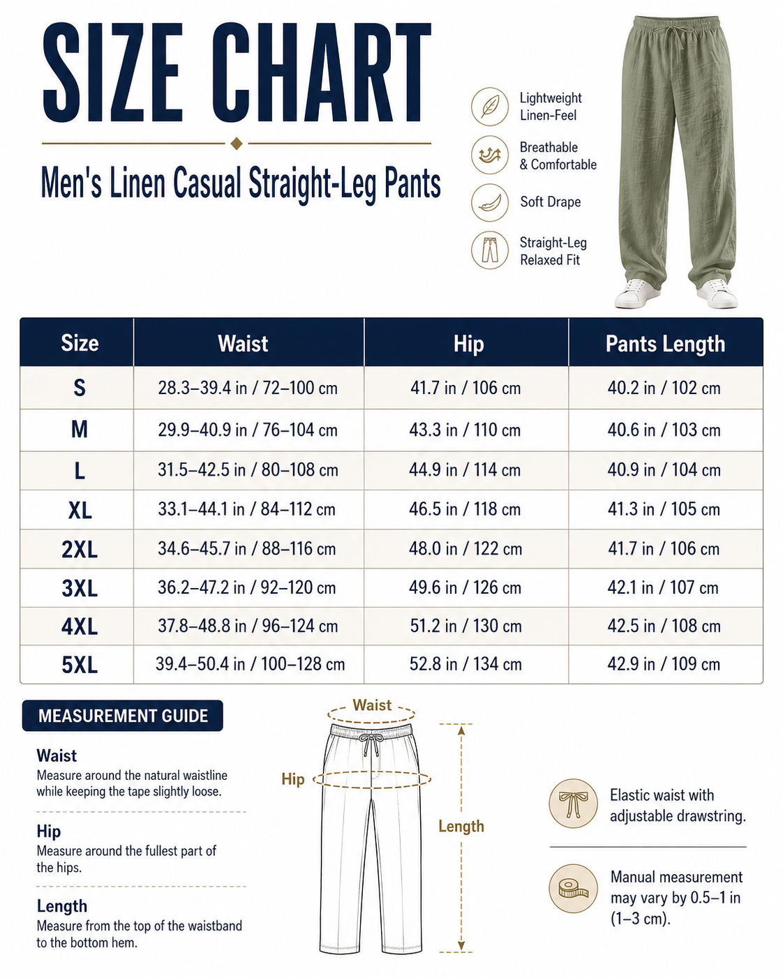 8-Pack Only $28.99 – Men’s Lightweight Linen-Feel Drawstring Casual Pants
