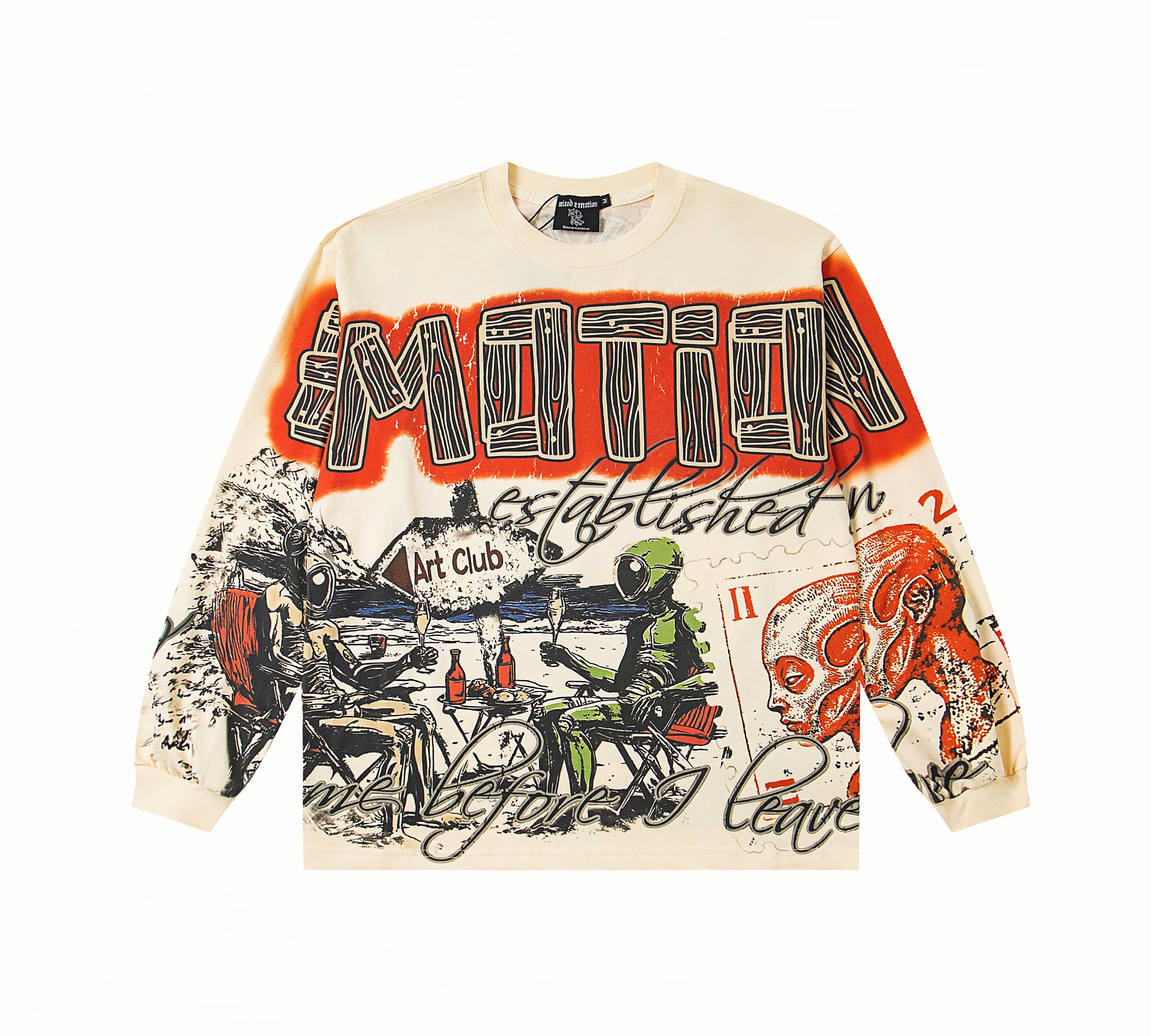 Mixed Emotion Graffiti Print Oversized Sweatshirt – Unisex Streetwear Pullover