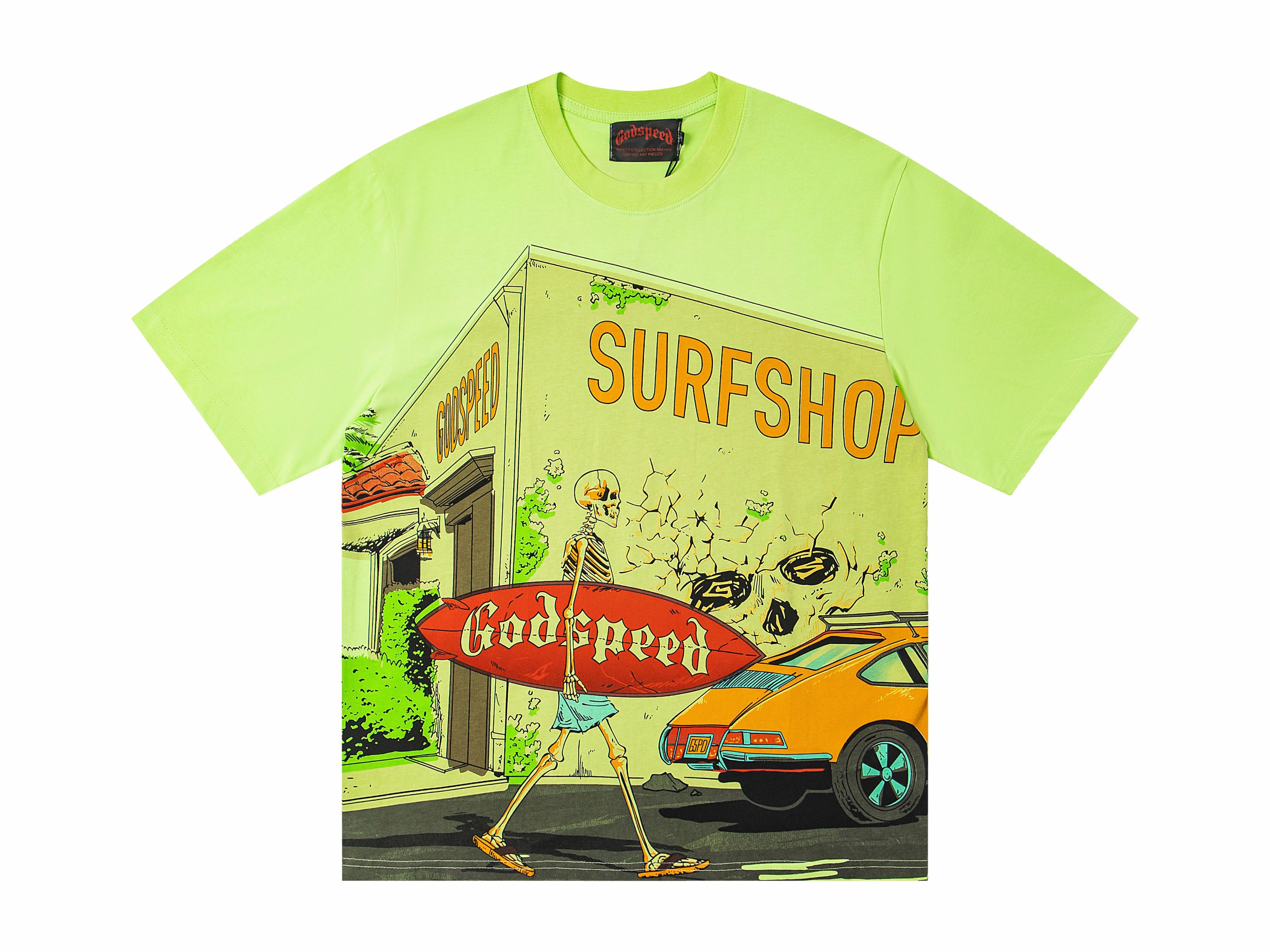 Vintage Godspeed Surf Shop Skeleton Surfer Oversized Cotton Streetwear T-Shirt 3 Colors In Stock