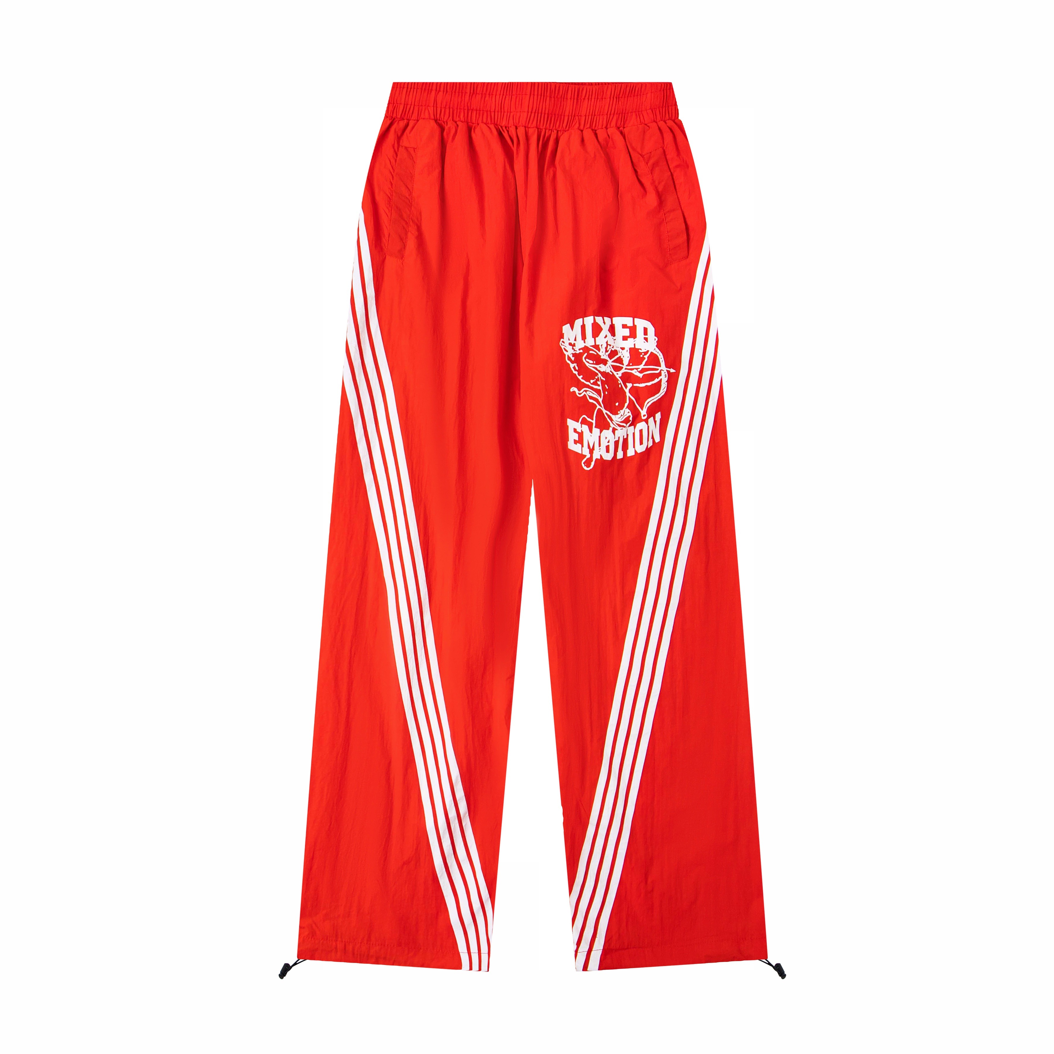 Mixed Emotion Striped Wide-Leg Cotton Track Pants – Unisex Elastic Waist Streetwear Trousers