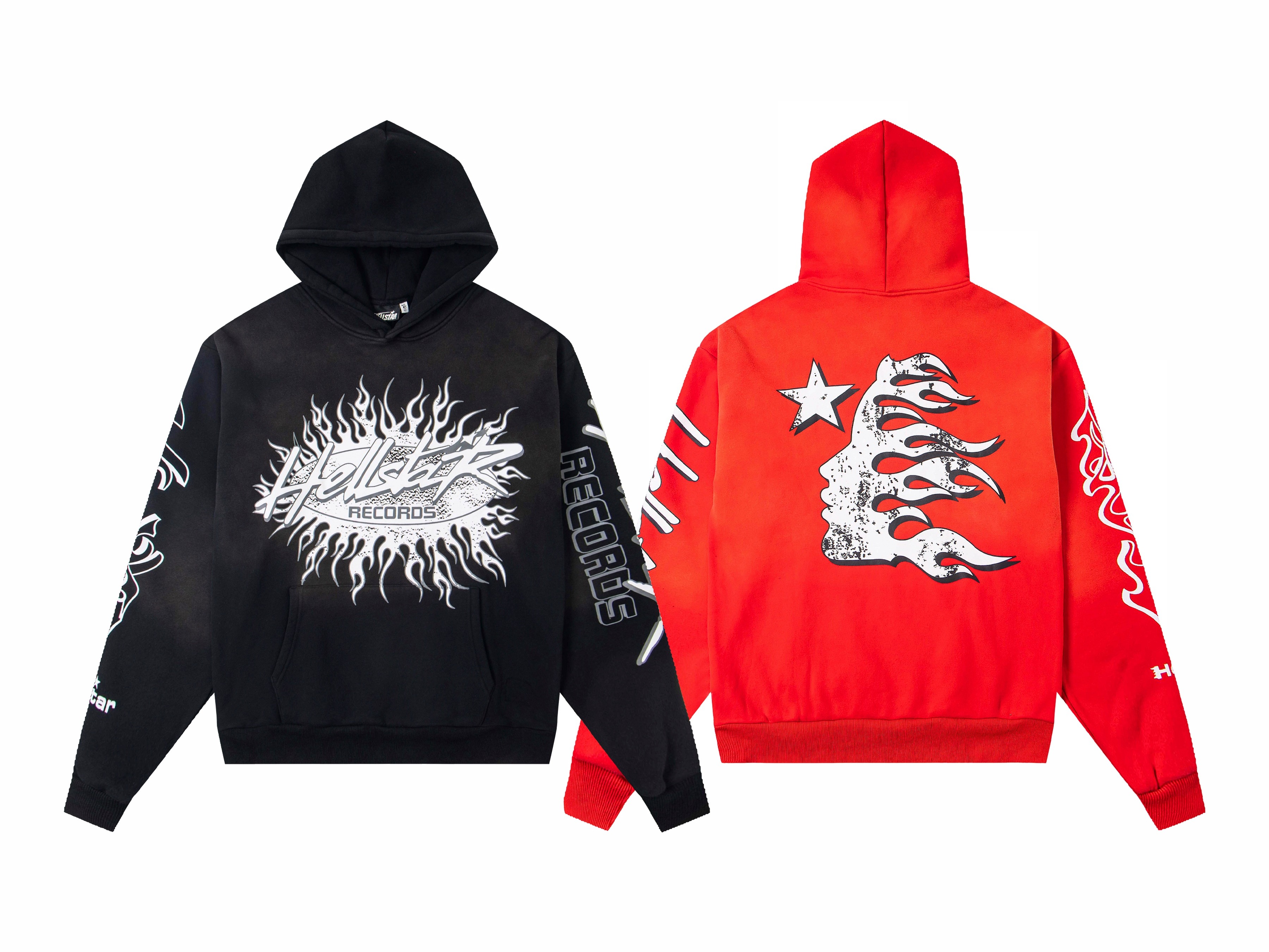 Hellstar Flame Face Graphic Hoodie – Oversized Y2K Streetwear Pullover