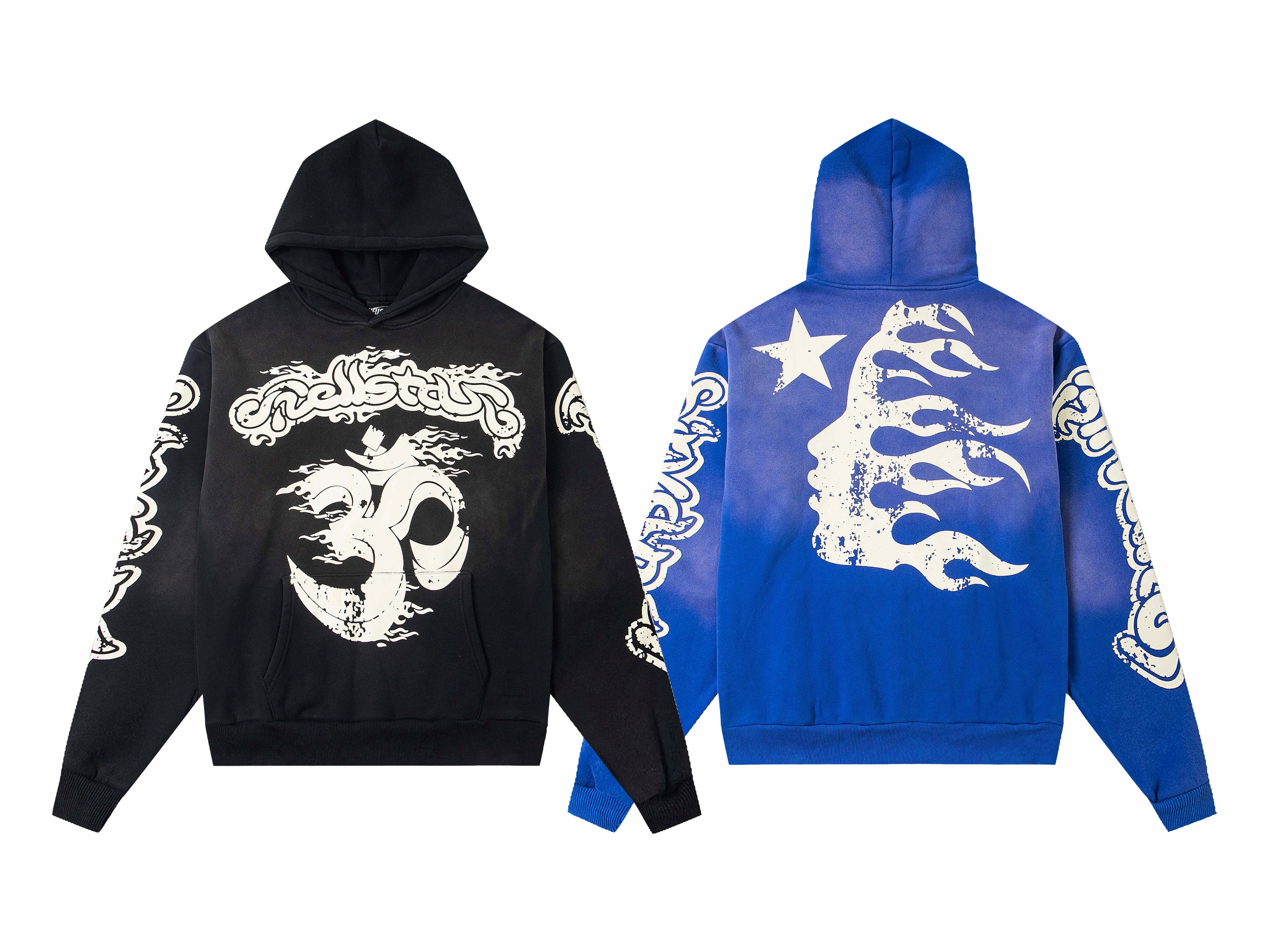 Flame Face Graphic Hoodie – Oversized Y2K Streetwear Pullover