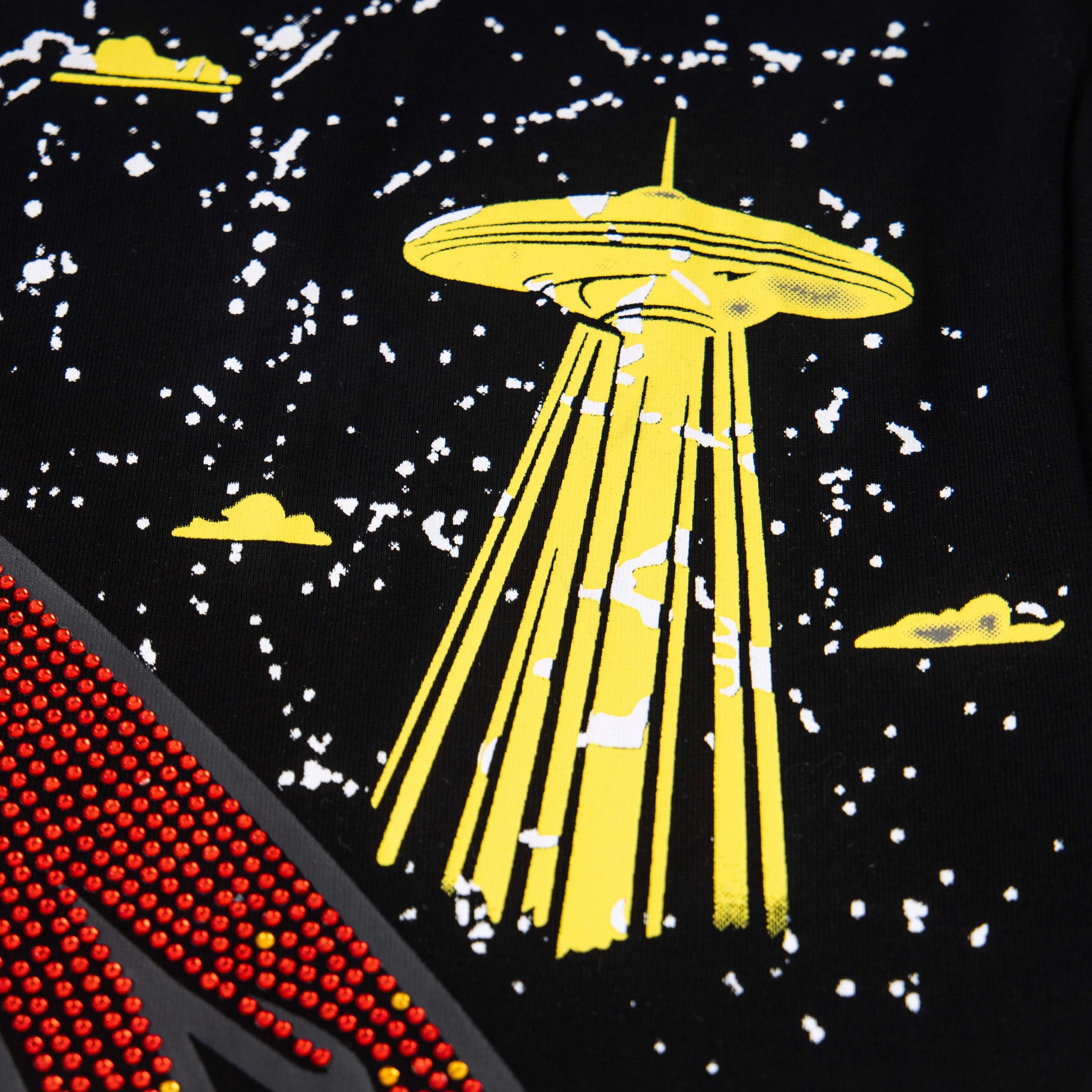 Cowboy Alien Rhinestone Gradient Print Oversized T-Shirt – Unisex 100% Cotton Streetwear Tee