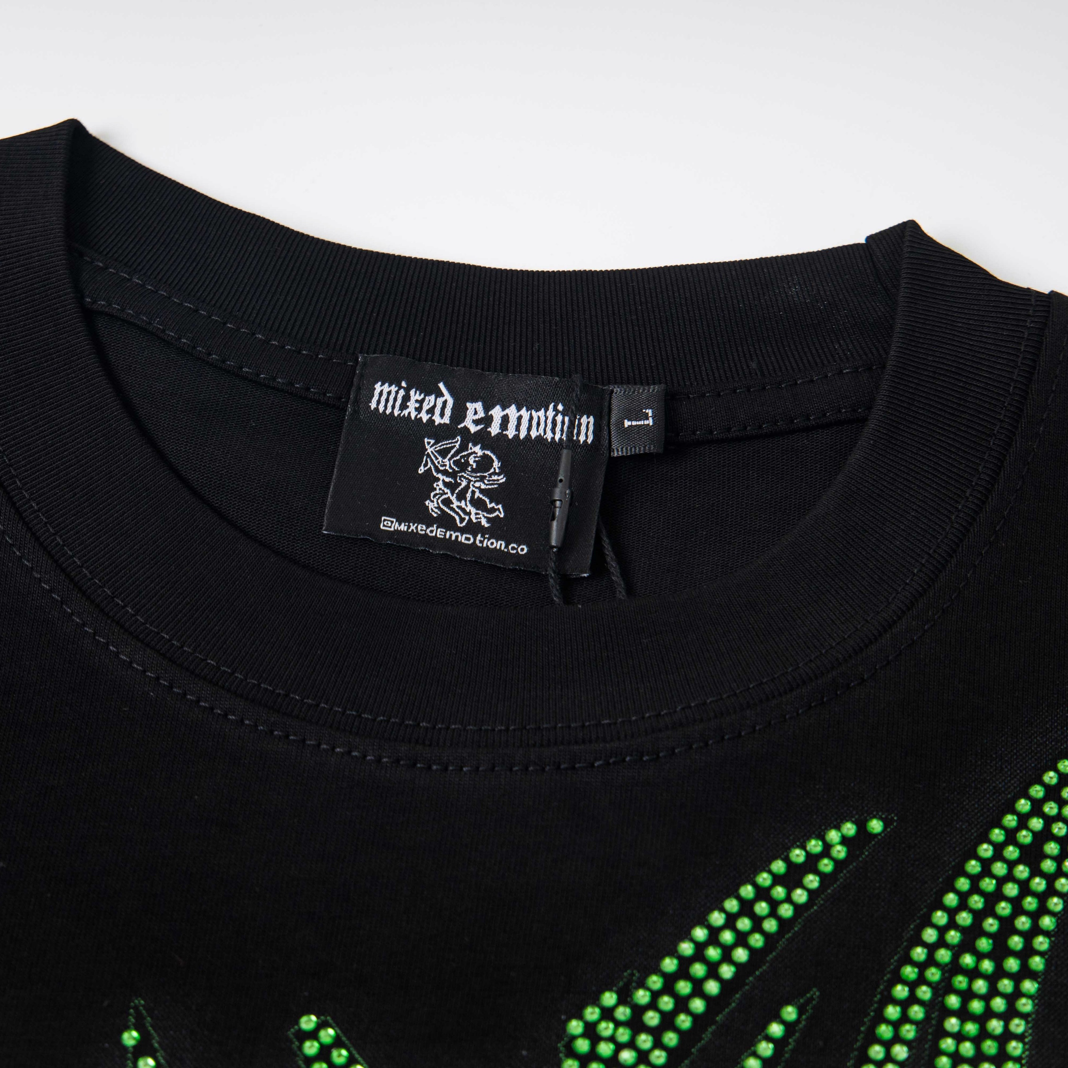 Monster Rider Rhinestone Gradient Print Oversized T-Shirt – Unisex 100% Cotton Streetwear Tee