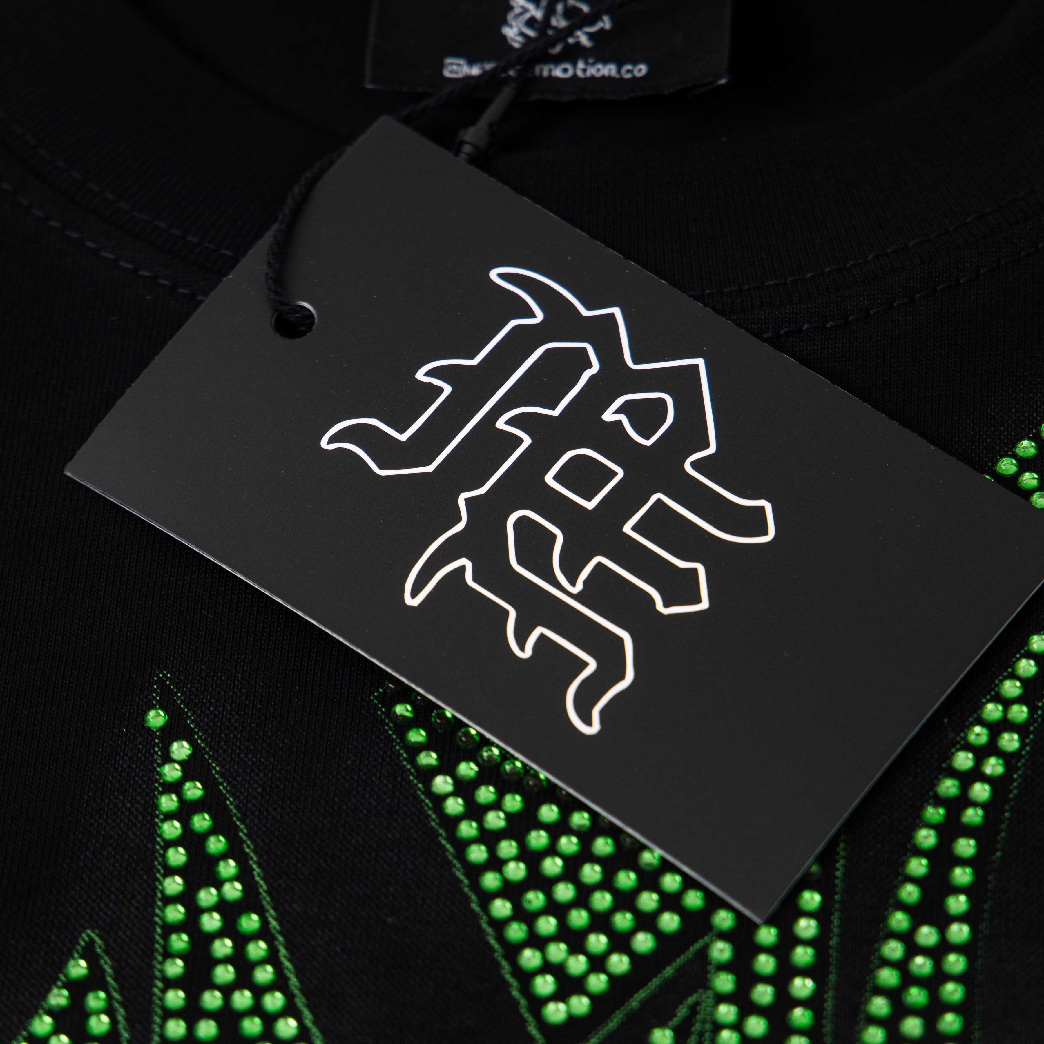Monster Rider Rhinestone Gradient Print Oversized T-Shirt – Unisex 100% Cotton Streetwear Tee