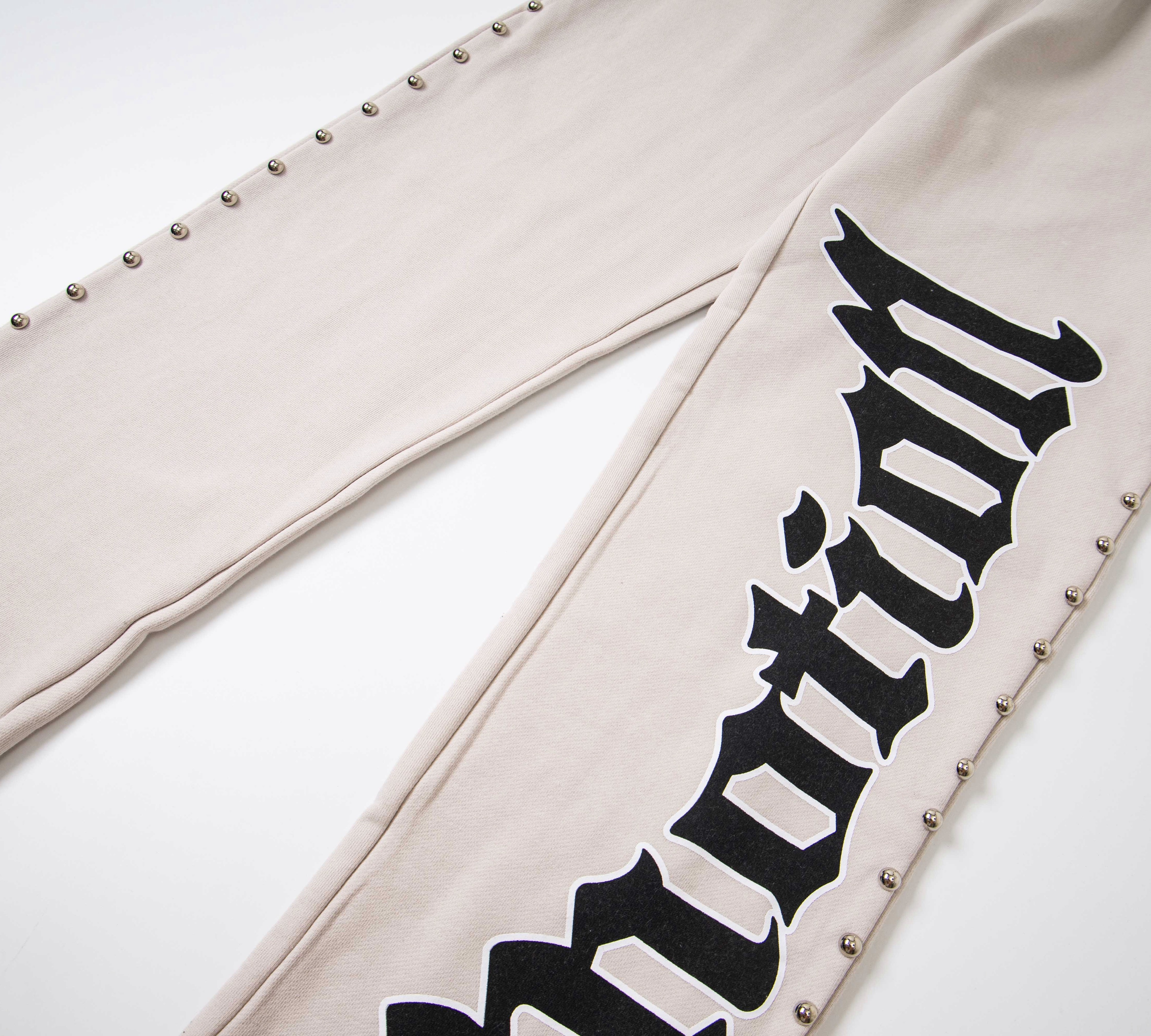 "Emotion" Gothic Studded Flare Sweatpants – Unisex 100% Cotton Streetwear Trousers