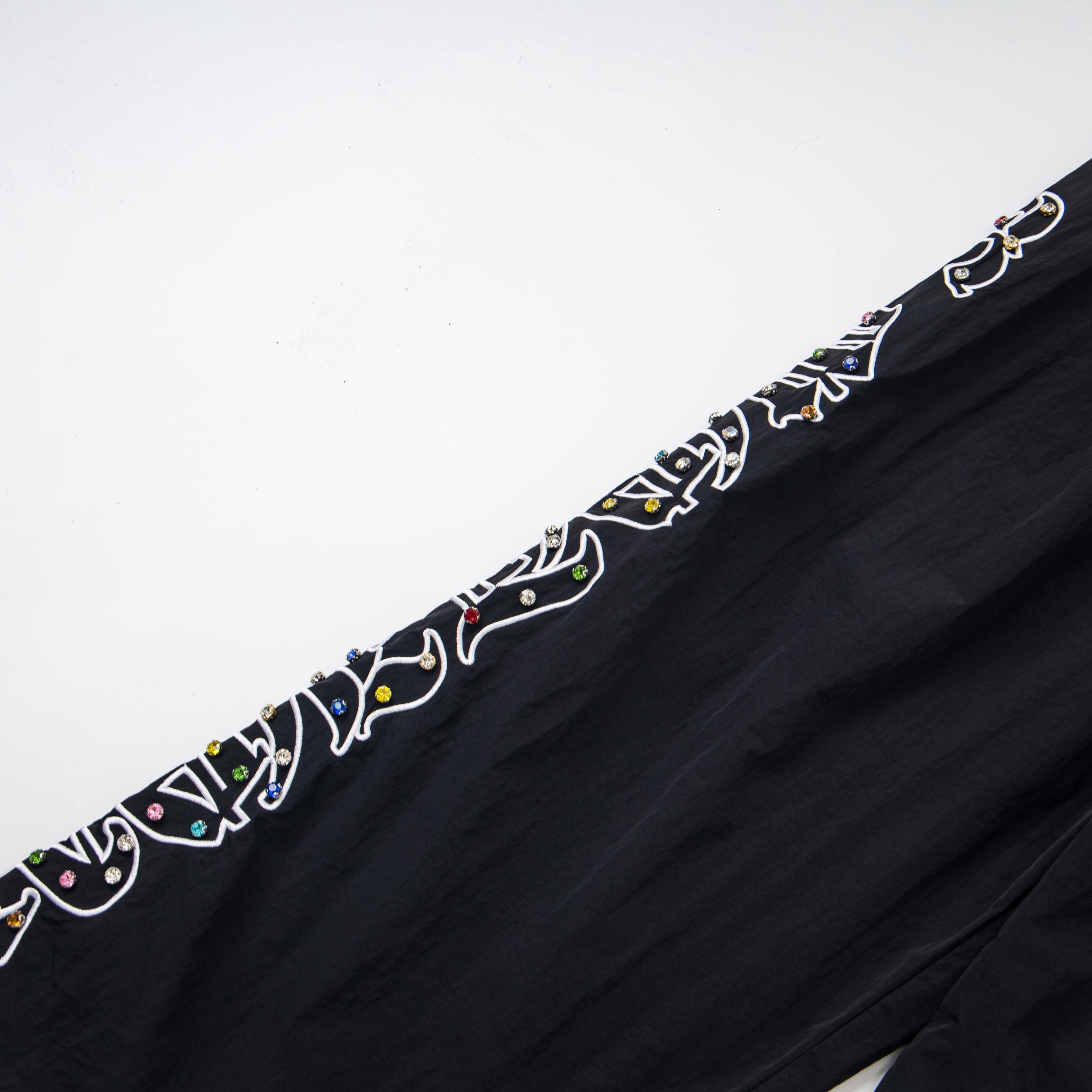 Colorful Graffiti Rhinestone Nylon Track Pants – Unisex Streetwear Elastic Waist Trousers