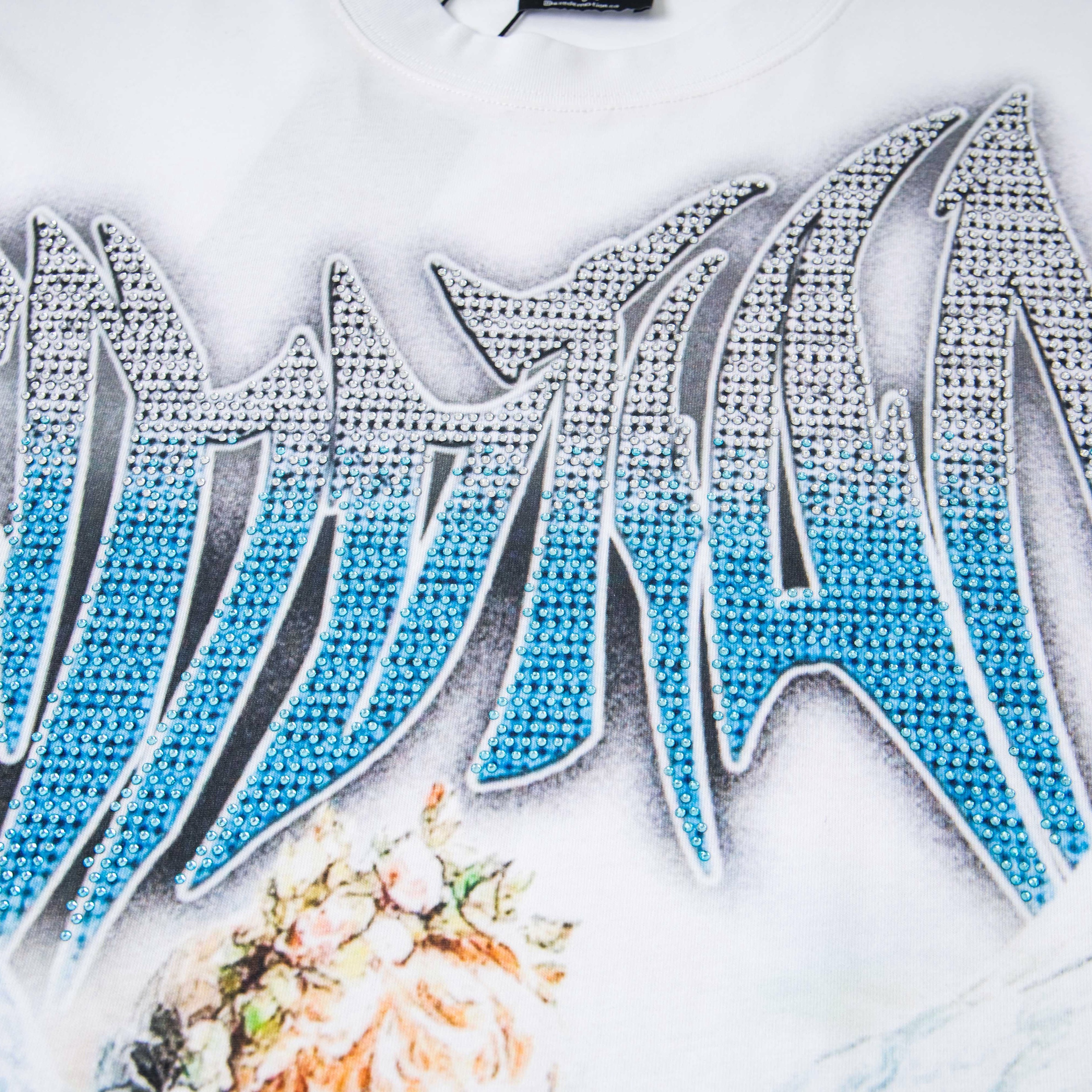 Angel & Dove Rhinestone Gradient Print Oversized T-Shirt – Unisex 100% Cotton Streetwear Tee