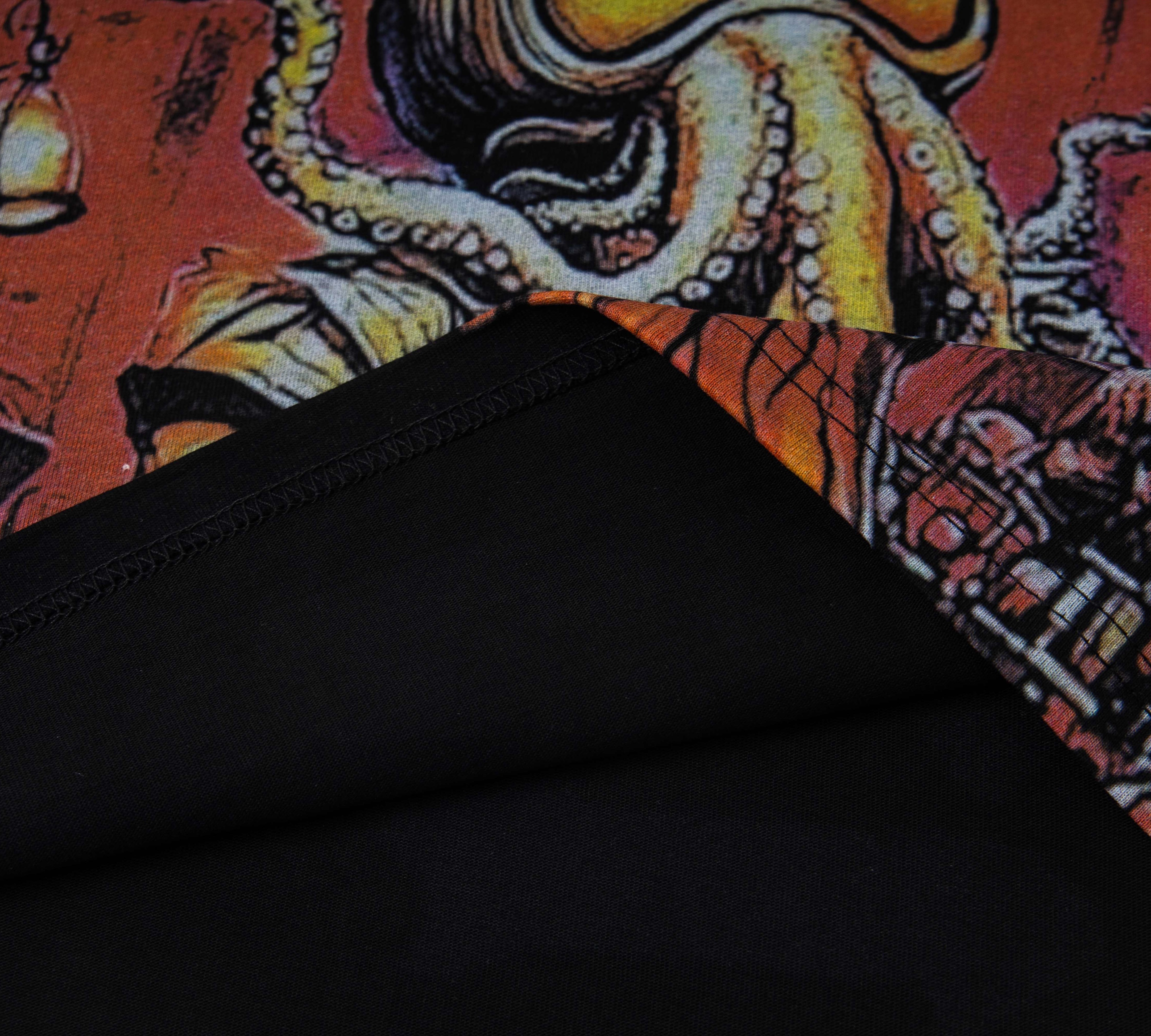 Octopus Musician Rhinestone Print Oversized T-Shirt – Unisex 100% Cotton Streetwear Tee
