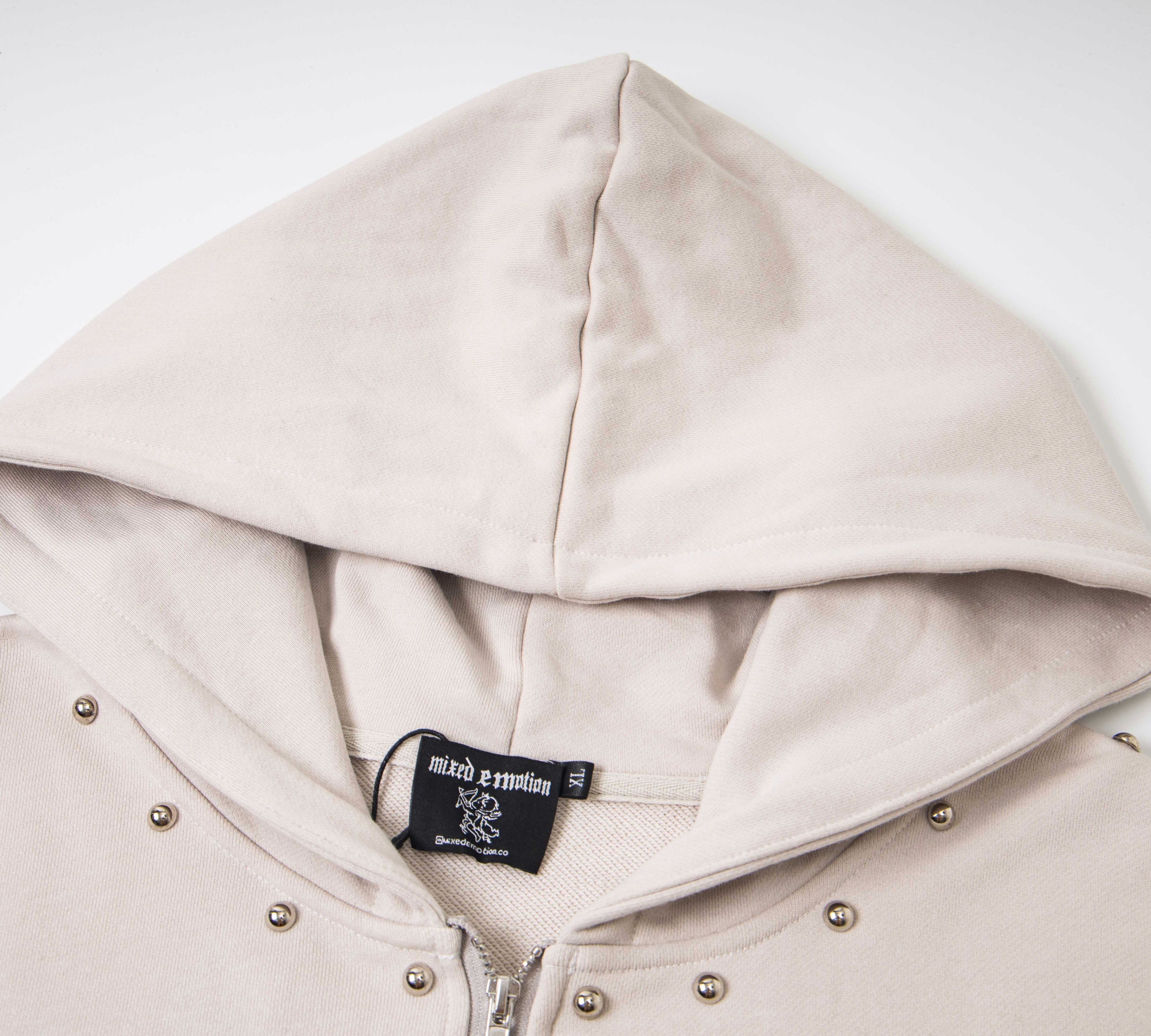 "Emotion" Gothic Studded Zip-Up Hoodie – Unisex 100% Cotton Streetwear Jacket