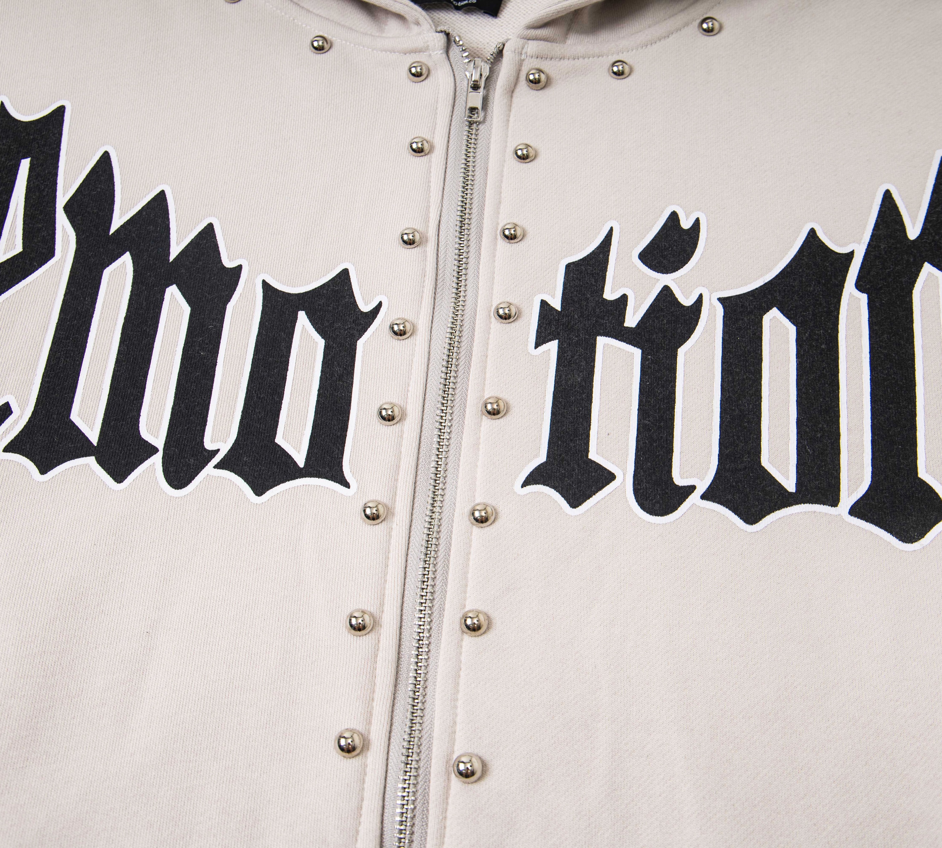 "Emotion" Gothic Studded Zip-Up Hoodie – Unisex 100% Cotton Streetwear Jacket