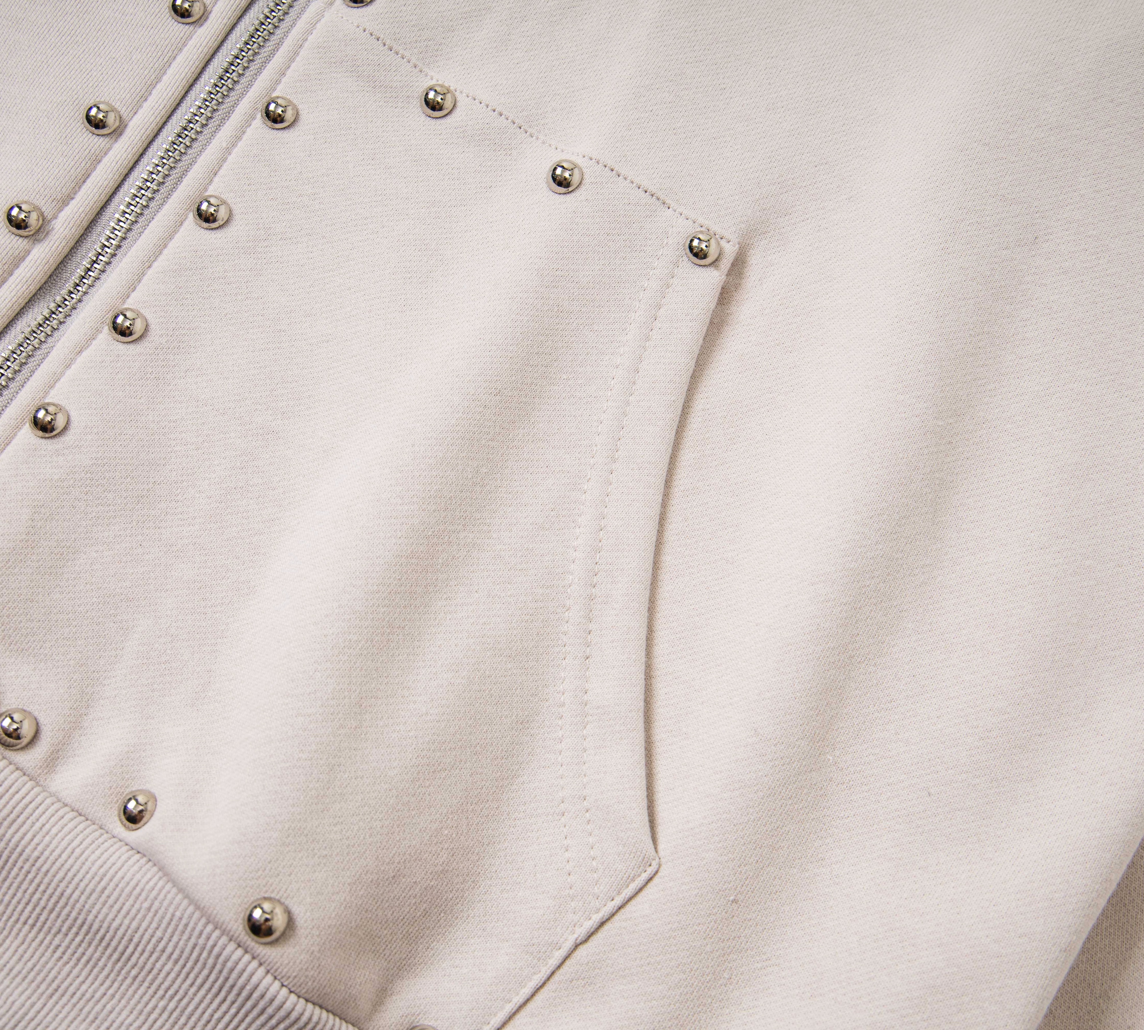 "Emotion" Gothic Studded Zip-Up Hoodie – Unisex 100% Cotton Streetwear Jacket