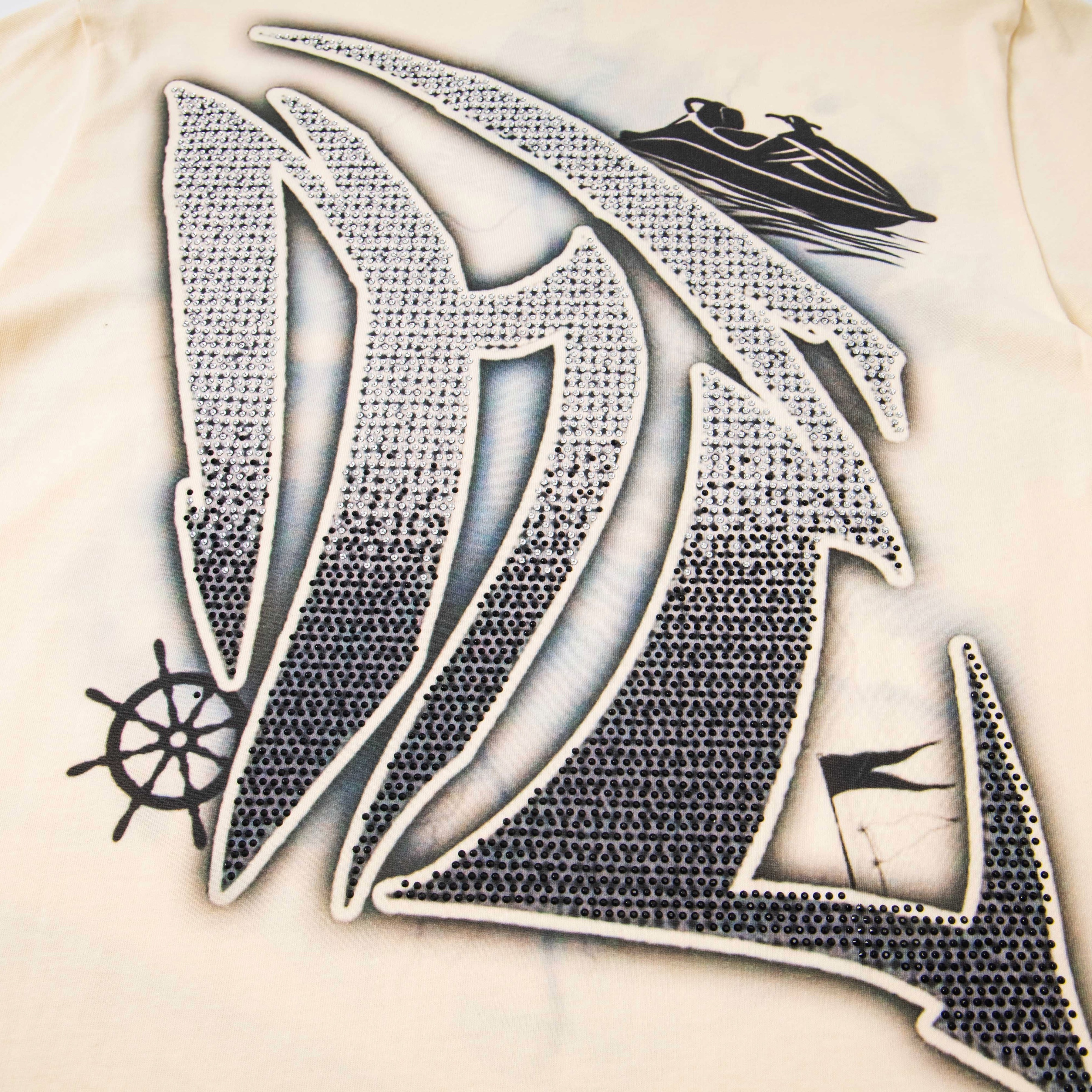 Angel Jet Ski Rhinestone Gradient Print Oversized T-Shirt – Unisex 100% Cotton Streetwear Tee