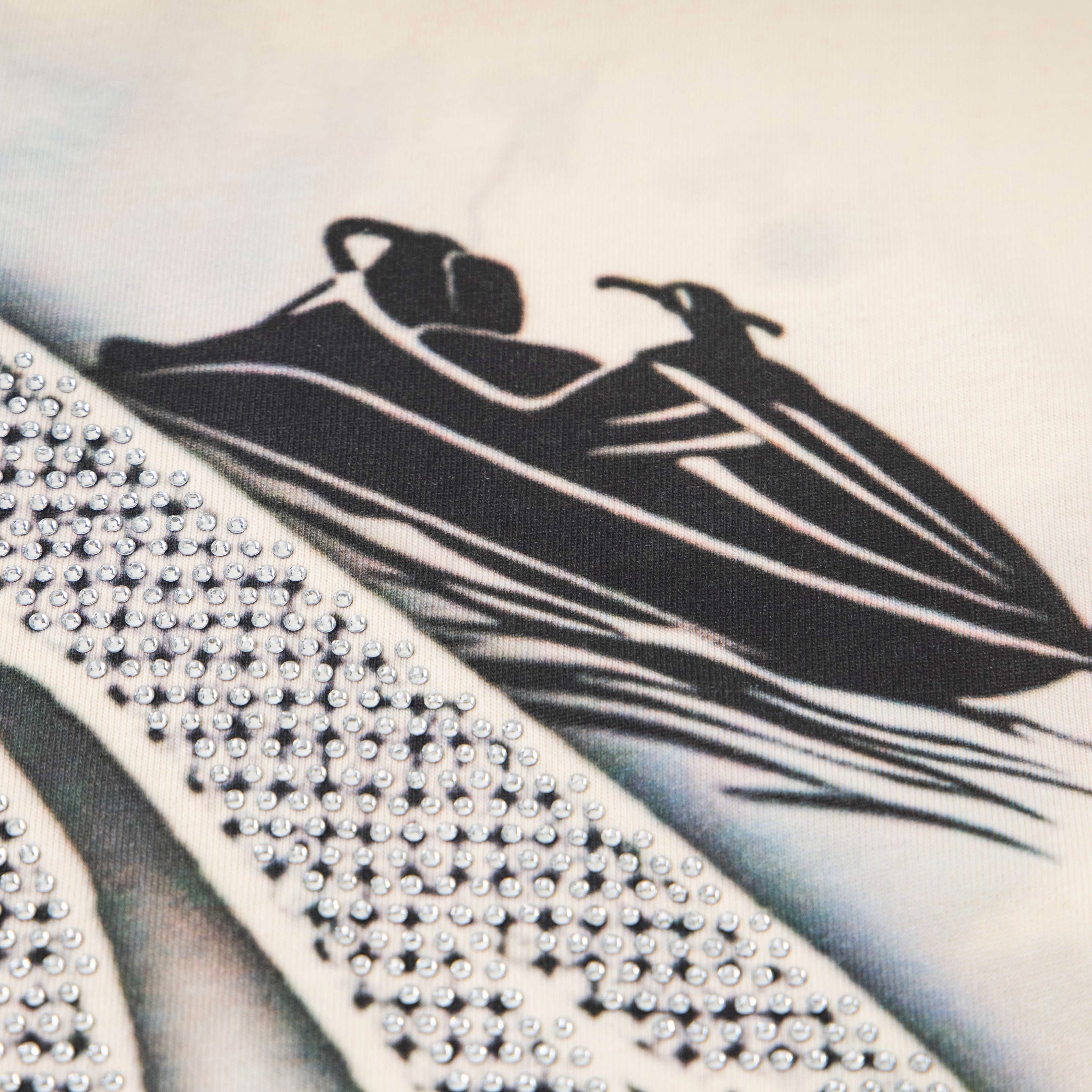 Angel Jet Ski Rhinestone Gradient Print Oversized T-Shirt – Unisex 100% Cotton Streetwear Tee