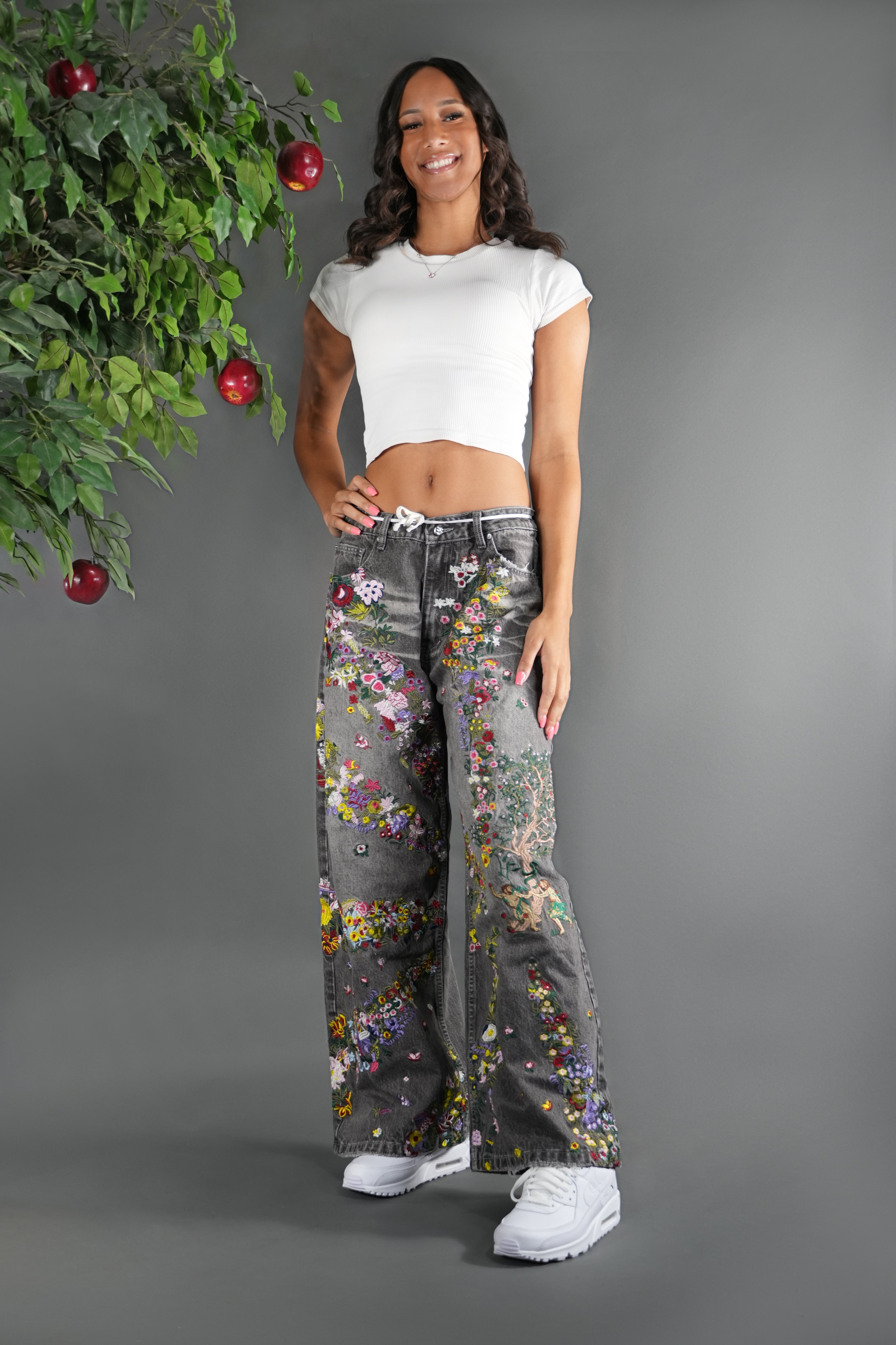 [Grey] Eden V2 Embroidered Jeans