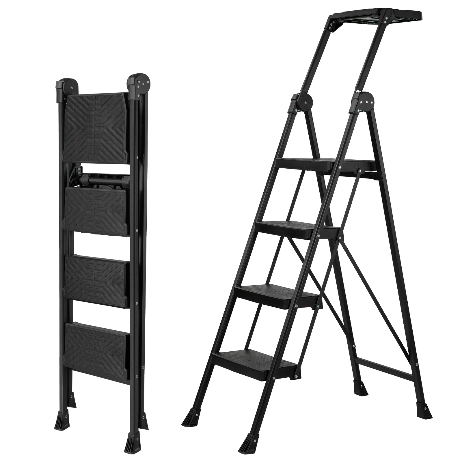 XinSunho 4-Step Folding Ladder with Handrail – Stable, Safe & Easy to Store