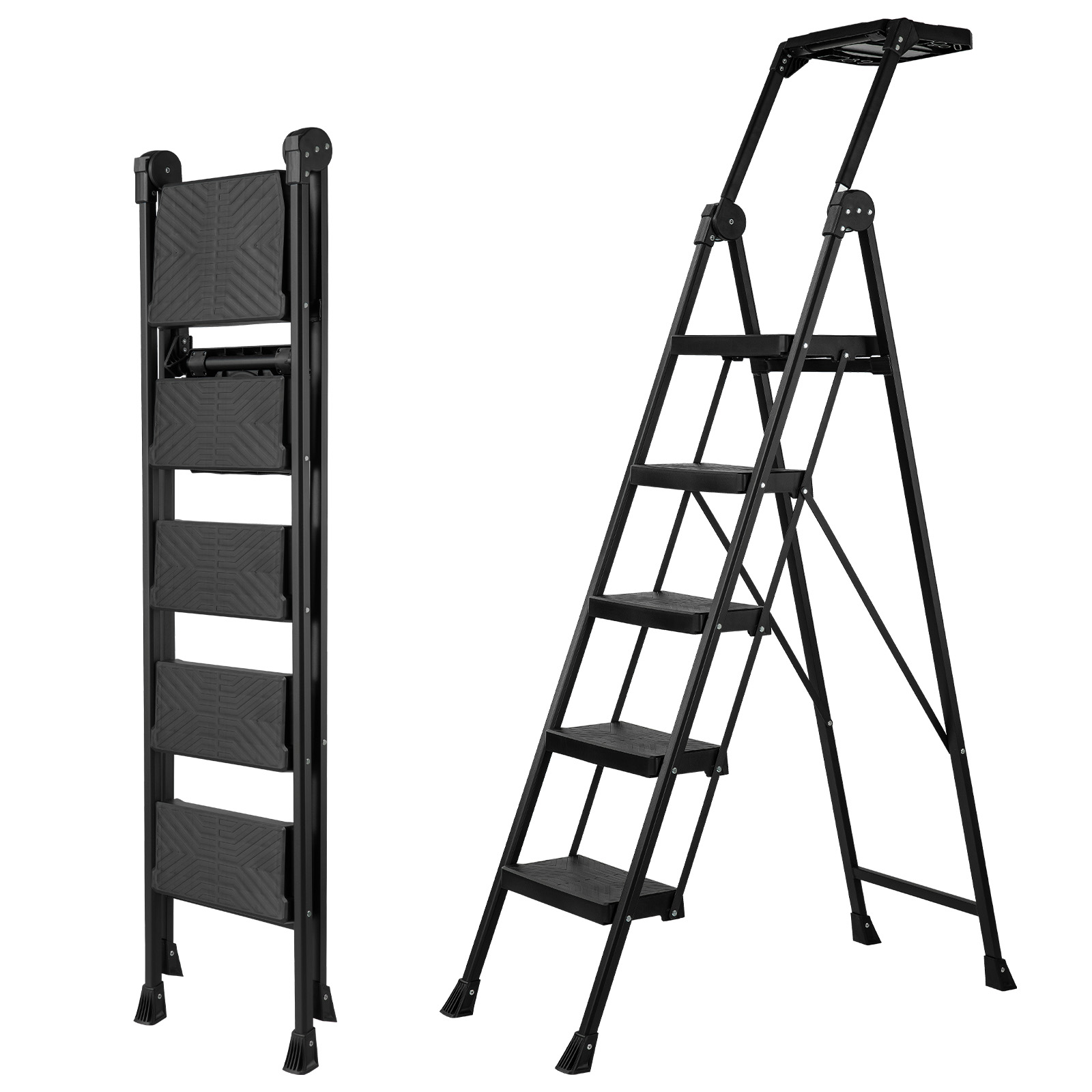 XinSunho 4-Step Folding Ladder with Handrail – Stable, Safe & Easy to Store
