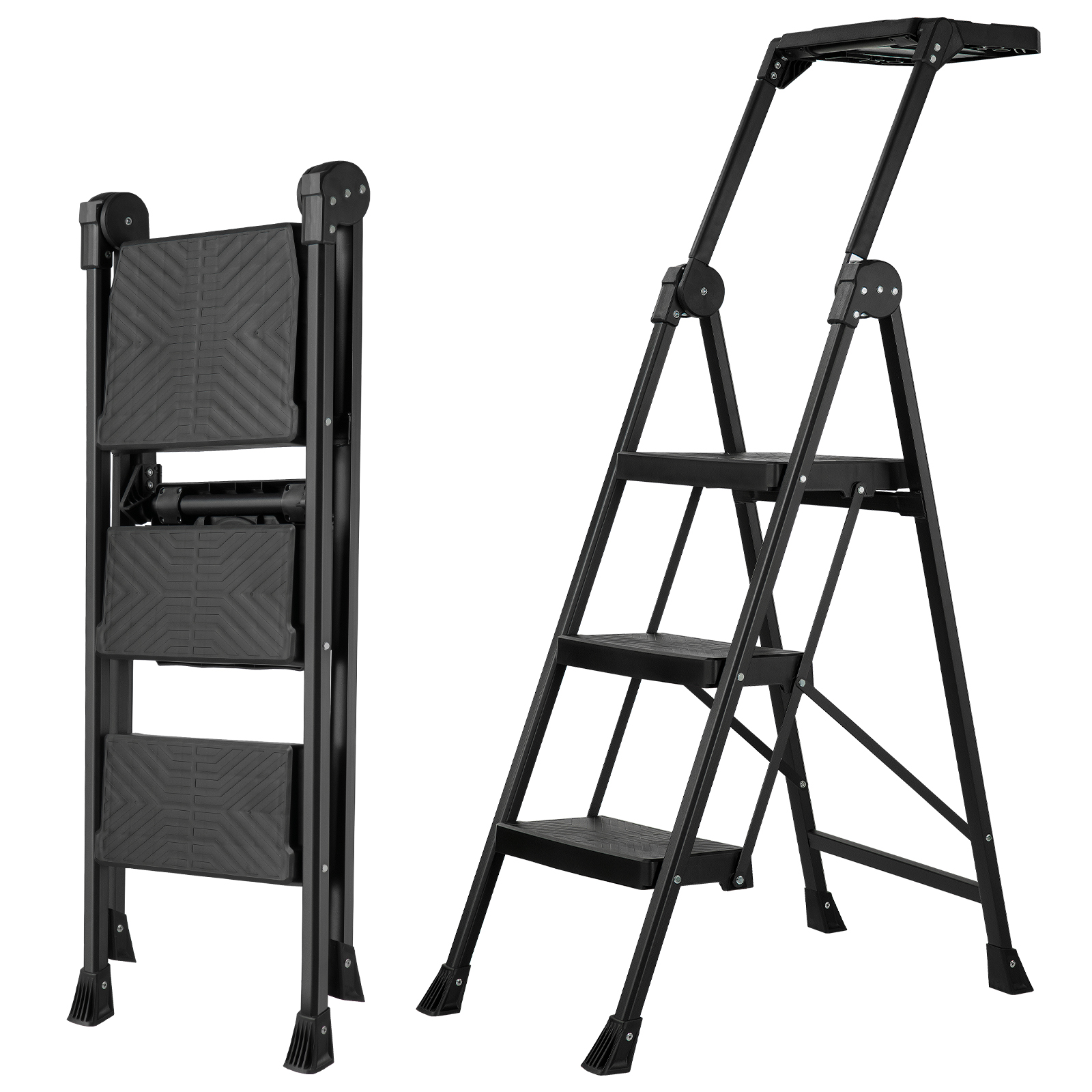 XinSunho 4-Step Folding Ladder with Handrail – Stable, Safe & Easy to Store