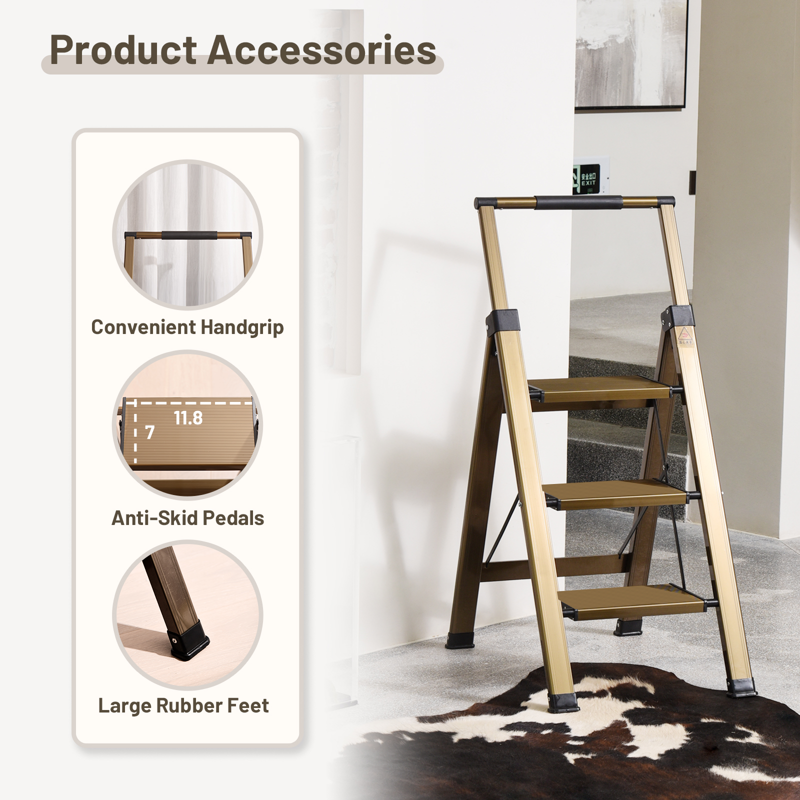 XinSunho Folding Step Ladder – Heavy-Duty, Stable & Space-Saving
