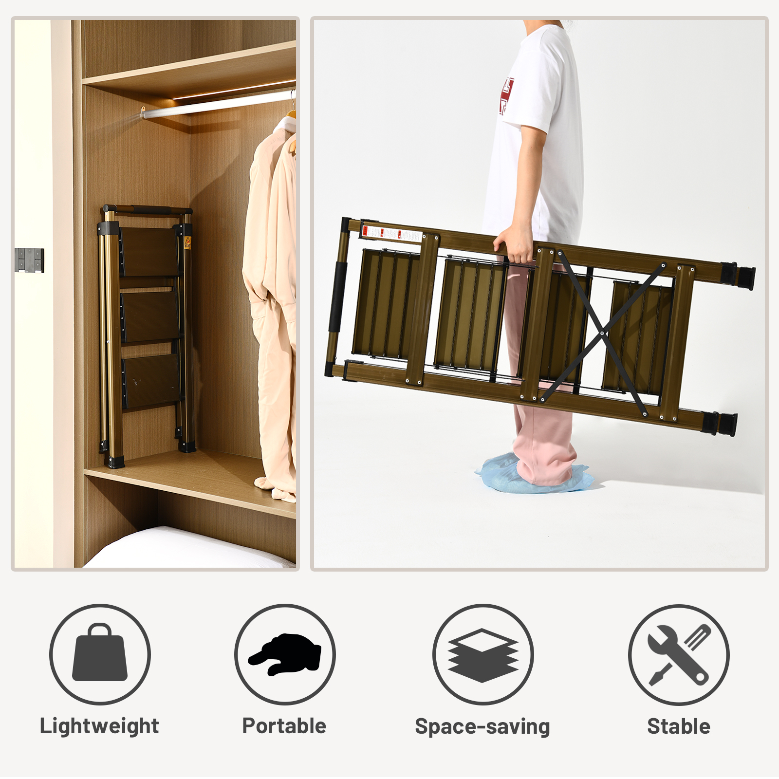 XinSunho Folding Step Ladder – Heavy-Duty, Stable & Space-Saving