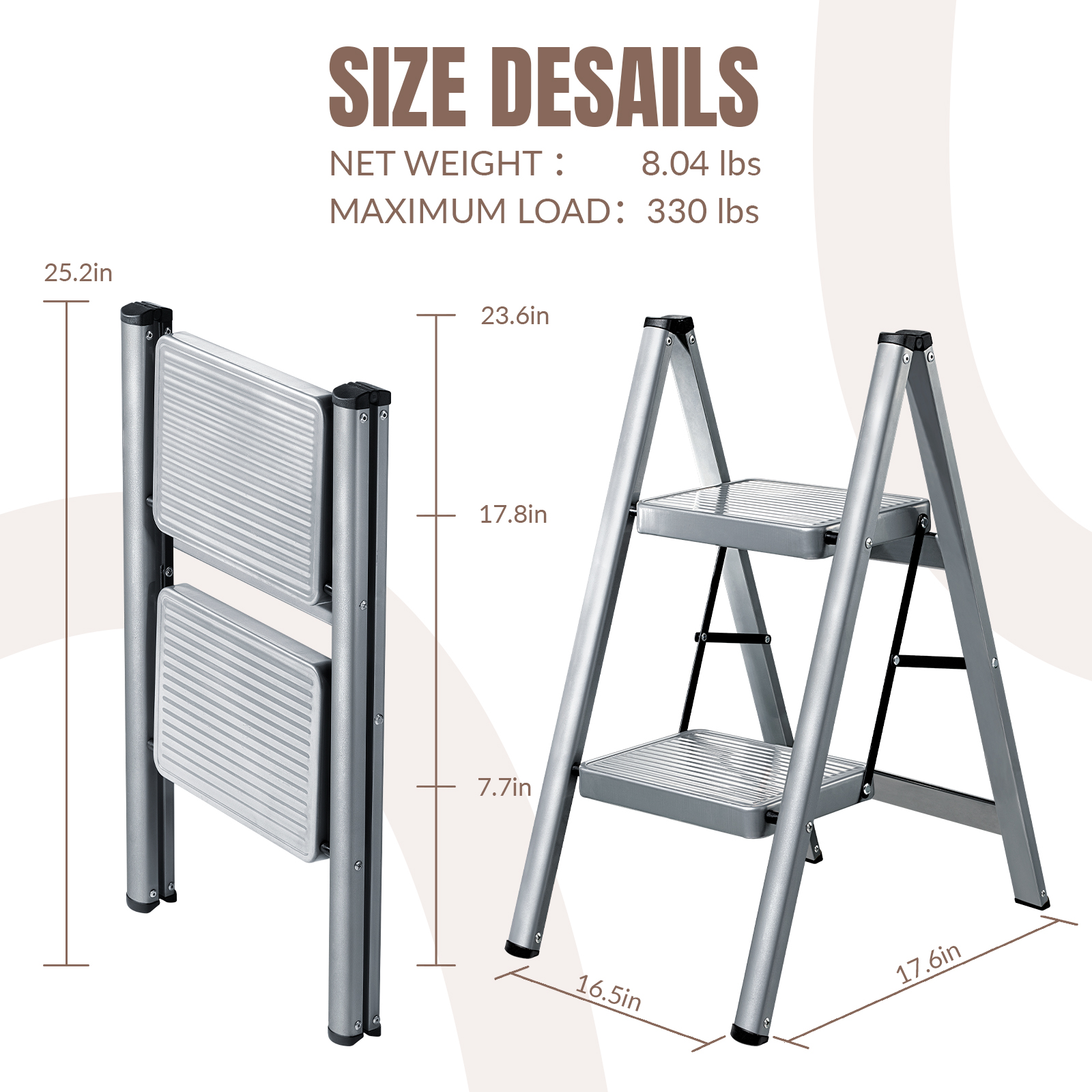 XinSunho Home Essentials™ 2-Step Folding Ladder