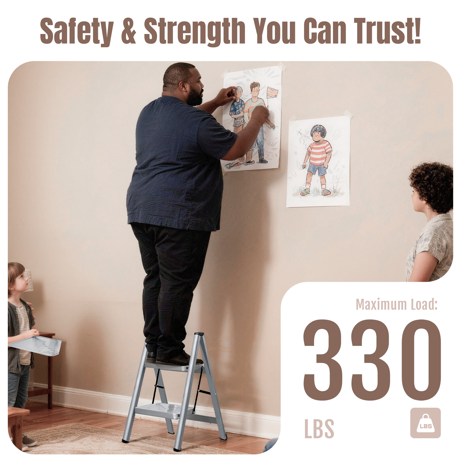 XinSunho Home Essentials™ 2-Step Folding Ladder
